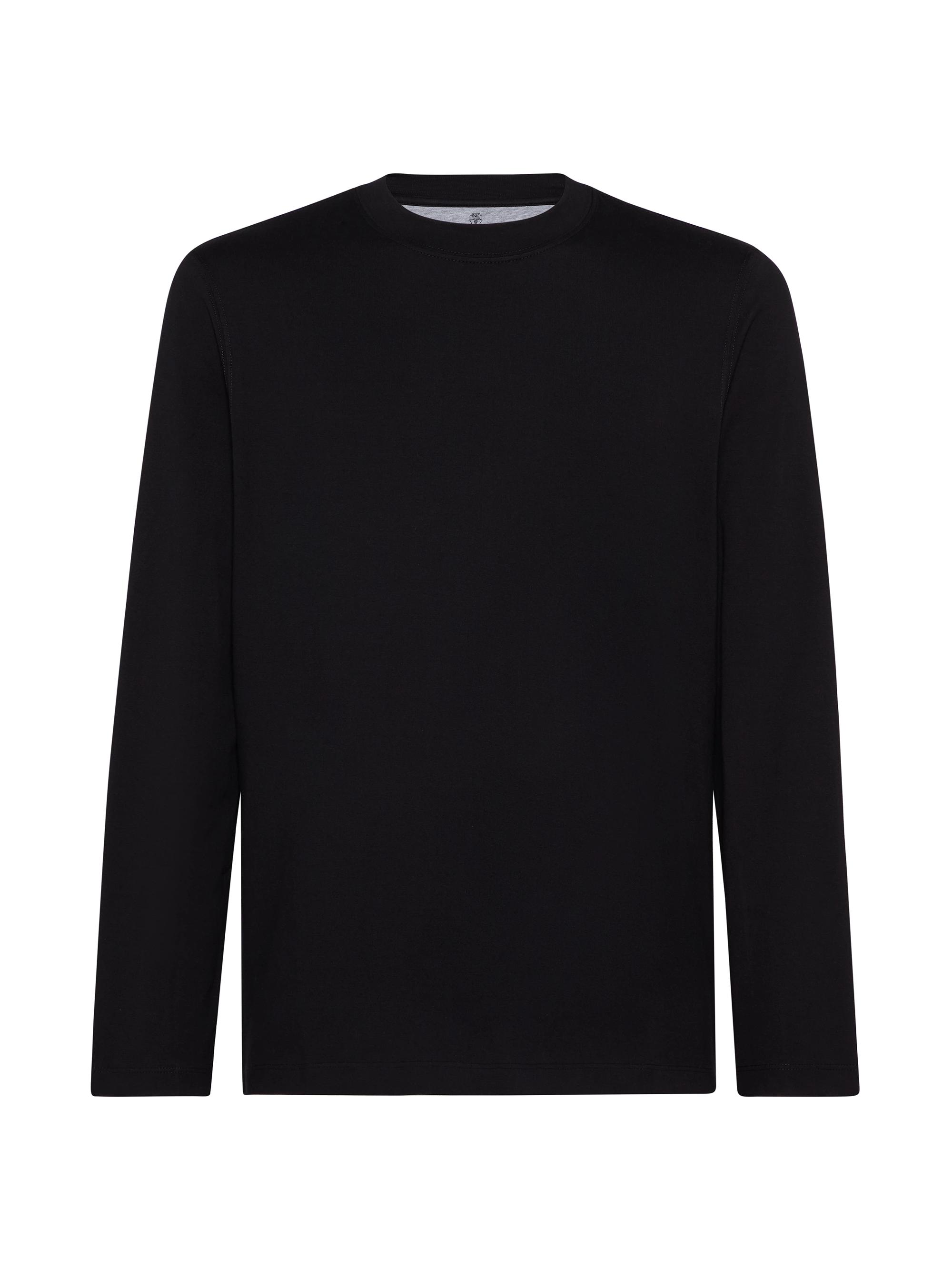 Brunello Cucinelli Men's Cotton Jersey Long Sleeve Crew Neck T-Shirt - Grey