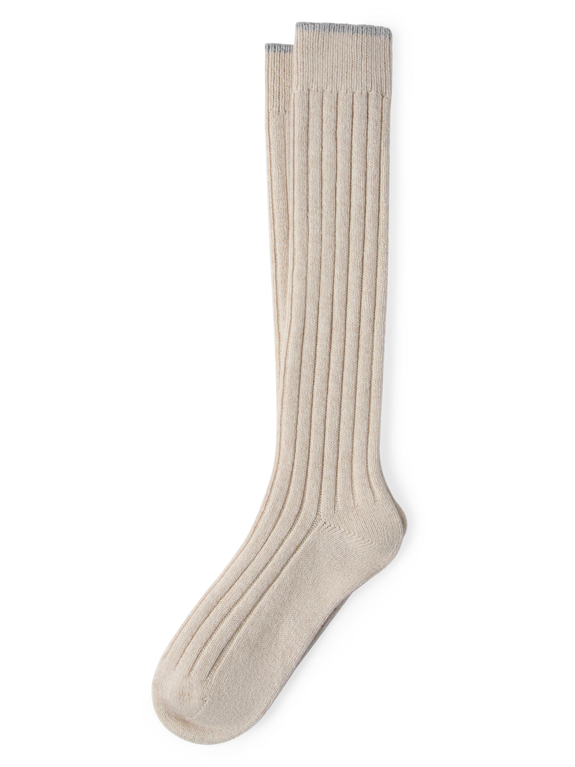 Brunello Cucinelli Men's Cashmere Rib Knit Socks - Sand