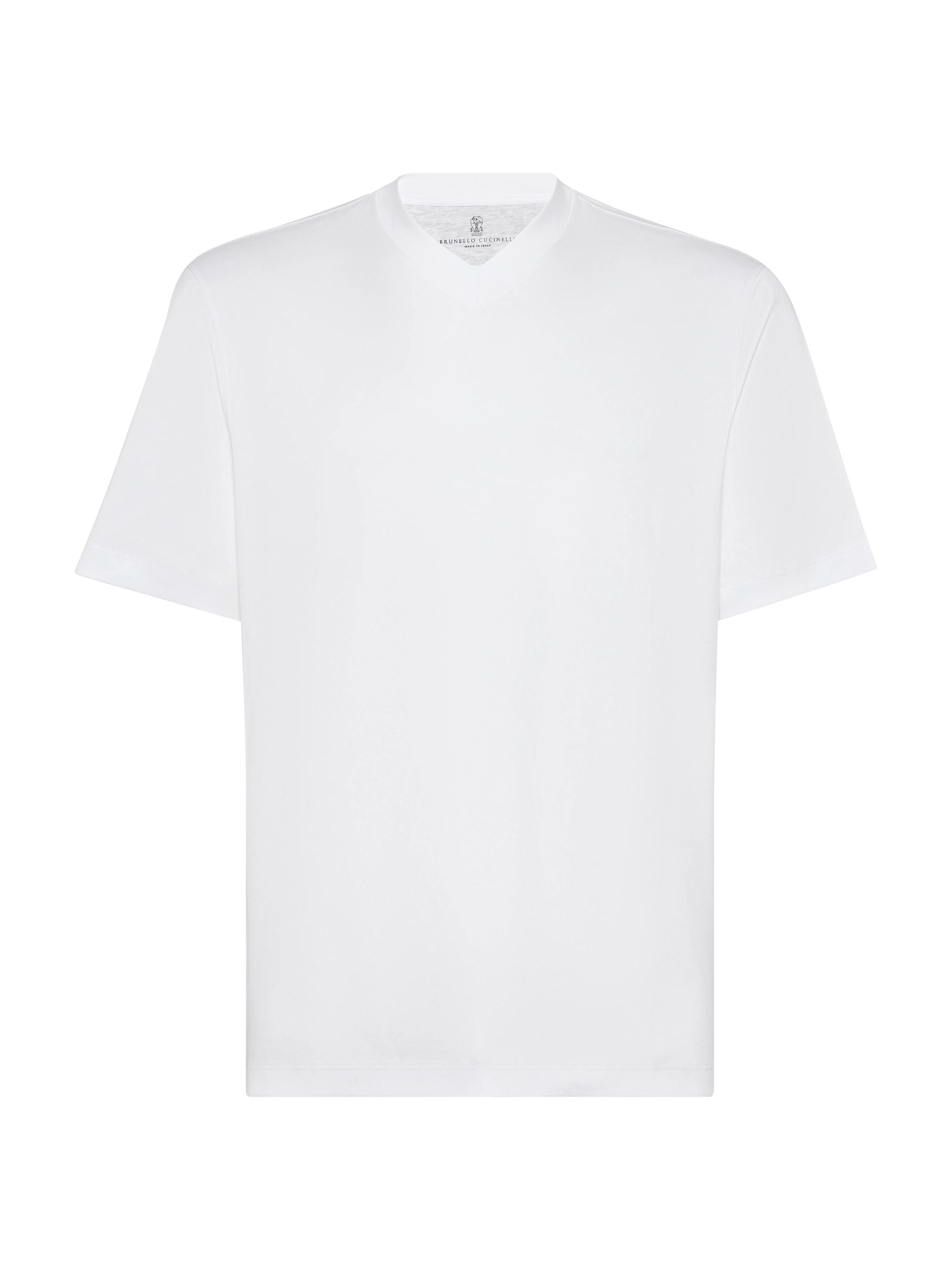 Brunello Cucinelli Men's Cotton Jersey V-Neck T-Shirt - White