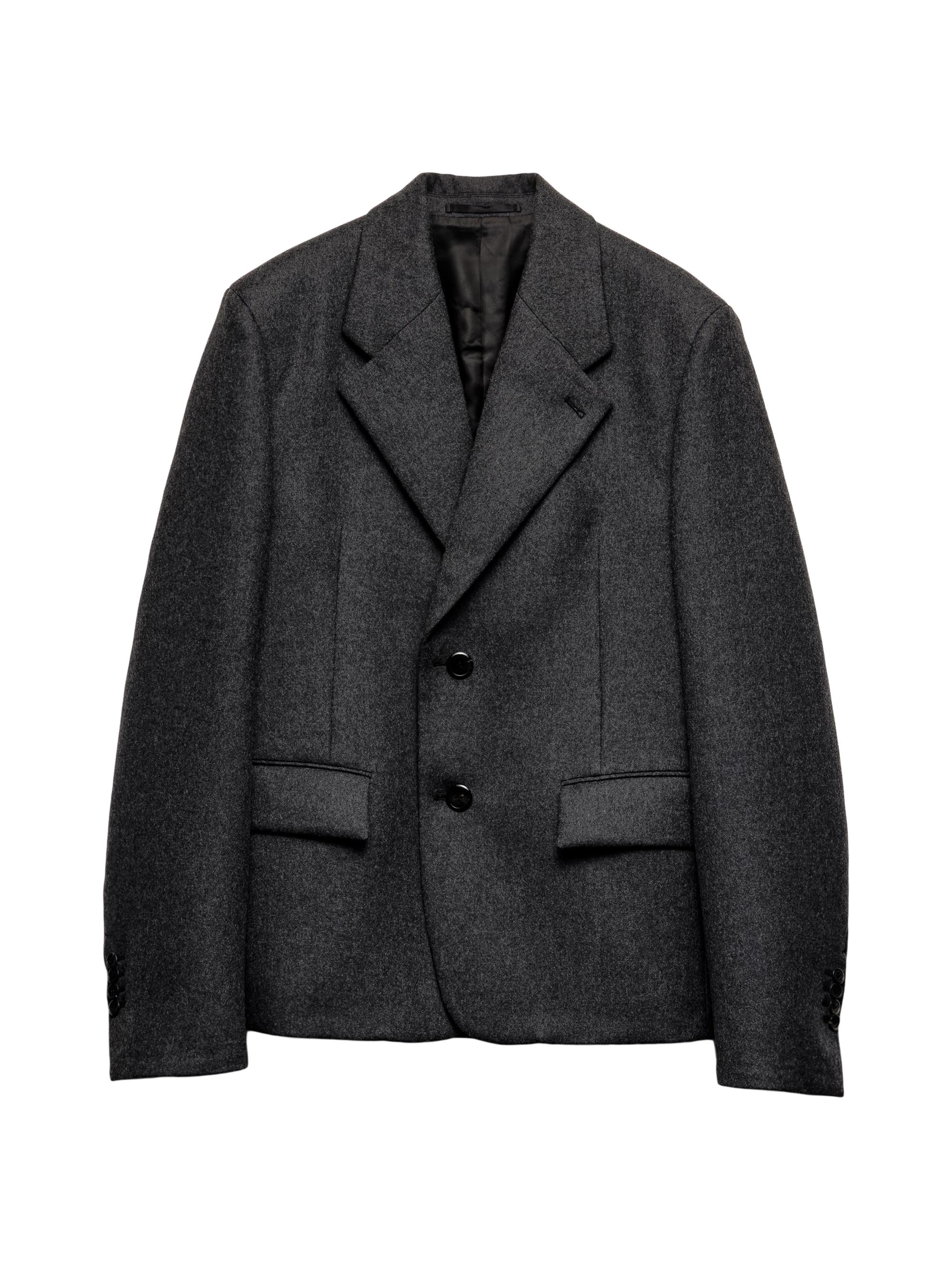 Prada Men's Single Breasted Wool Jacket - Grey