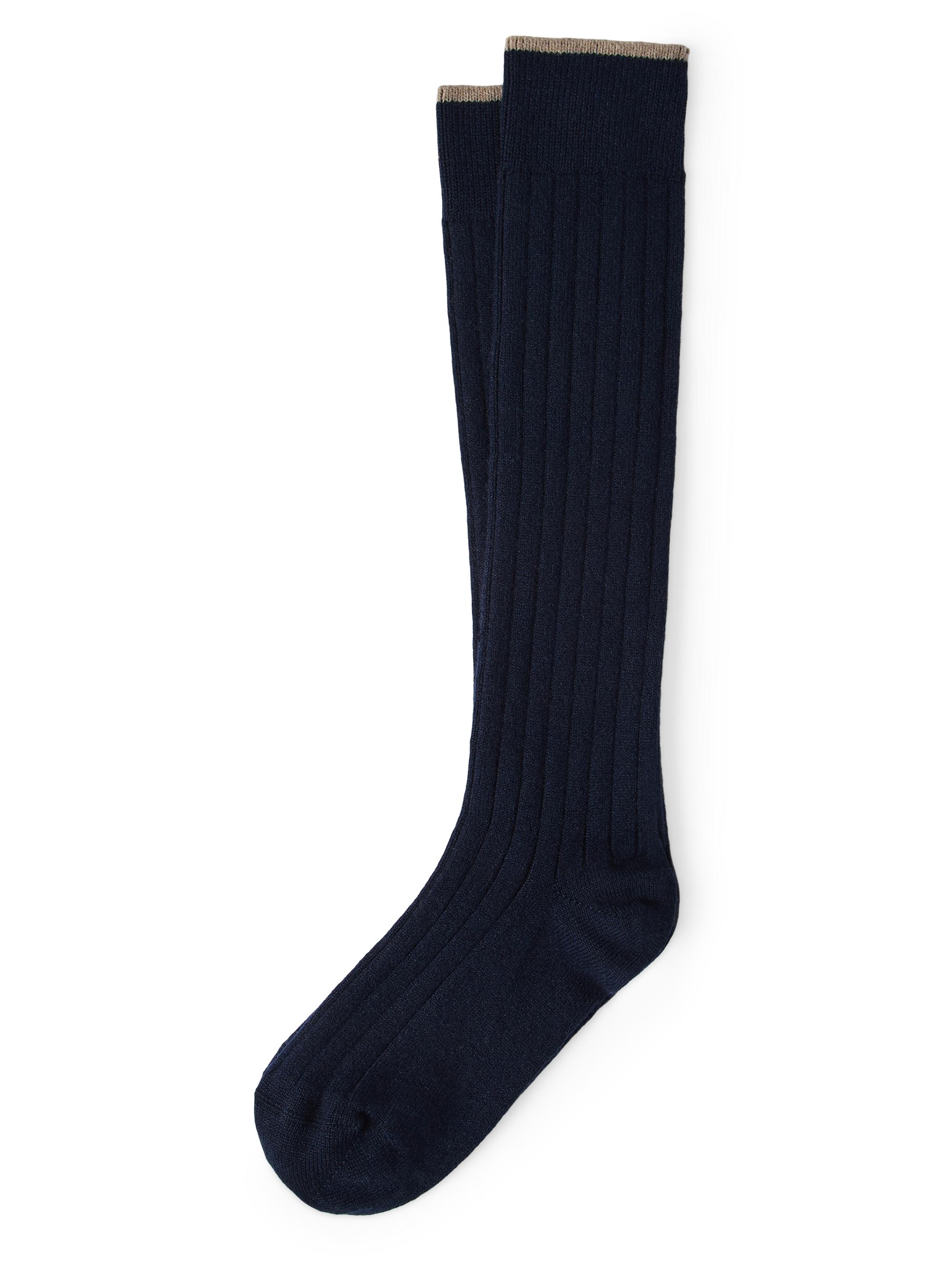 Brunello Cucinelli Men's Cashmere Rib Knit Socks - Navy Blue