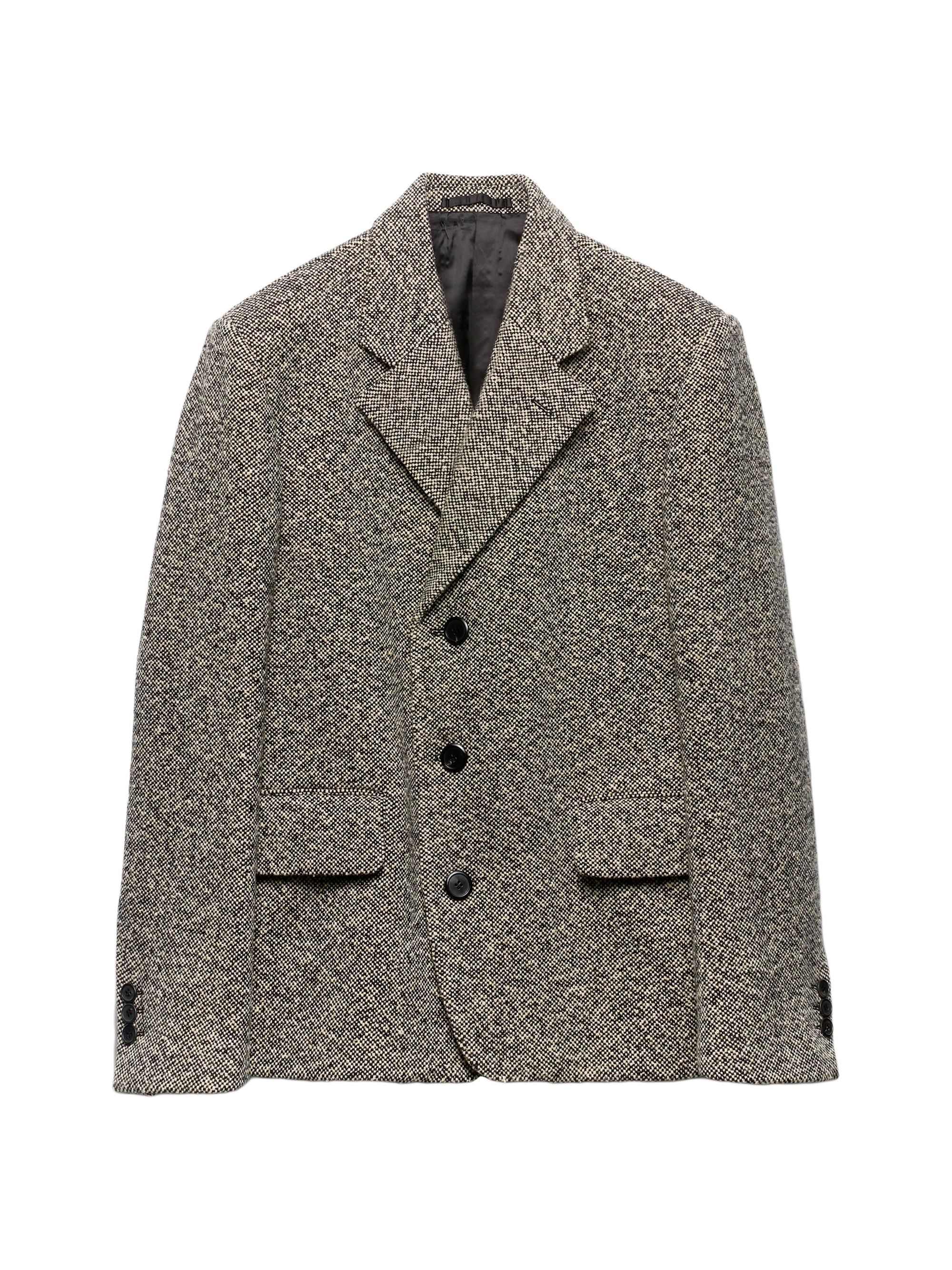 Prada Men's Single Breasted Wool Blend Jacket - Brown