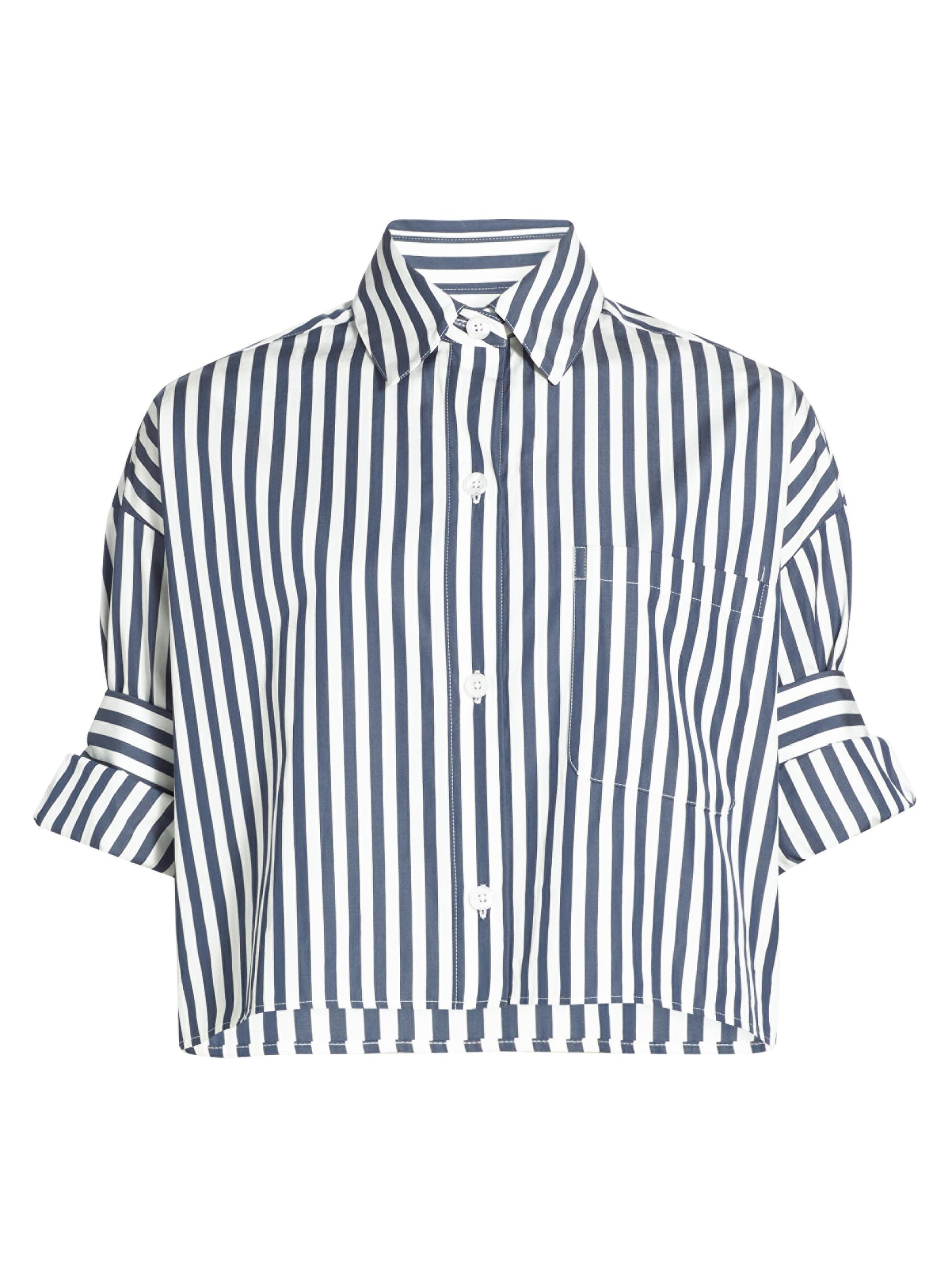 TWP Women's Next Ex Striped Cotton Shirt - Indigo Off White