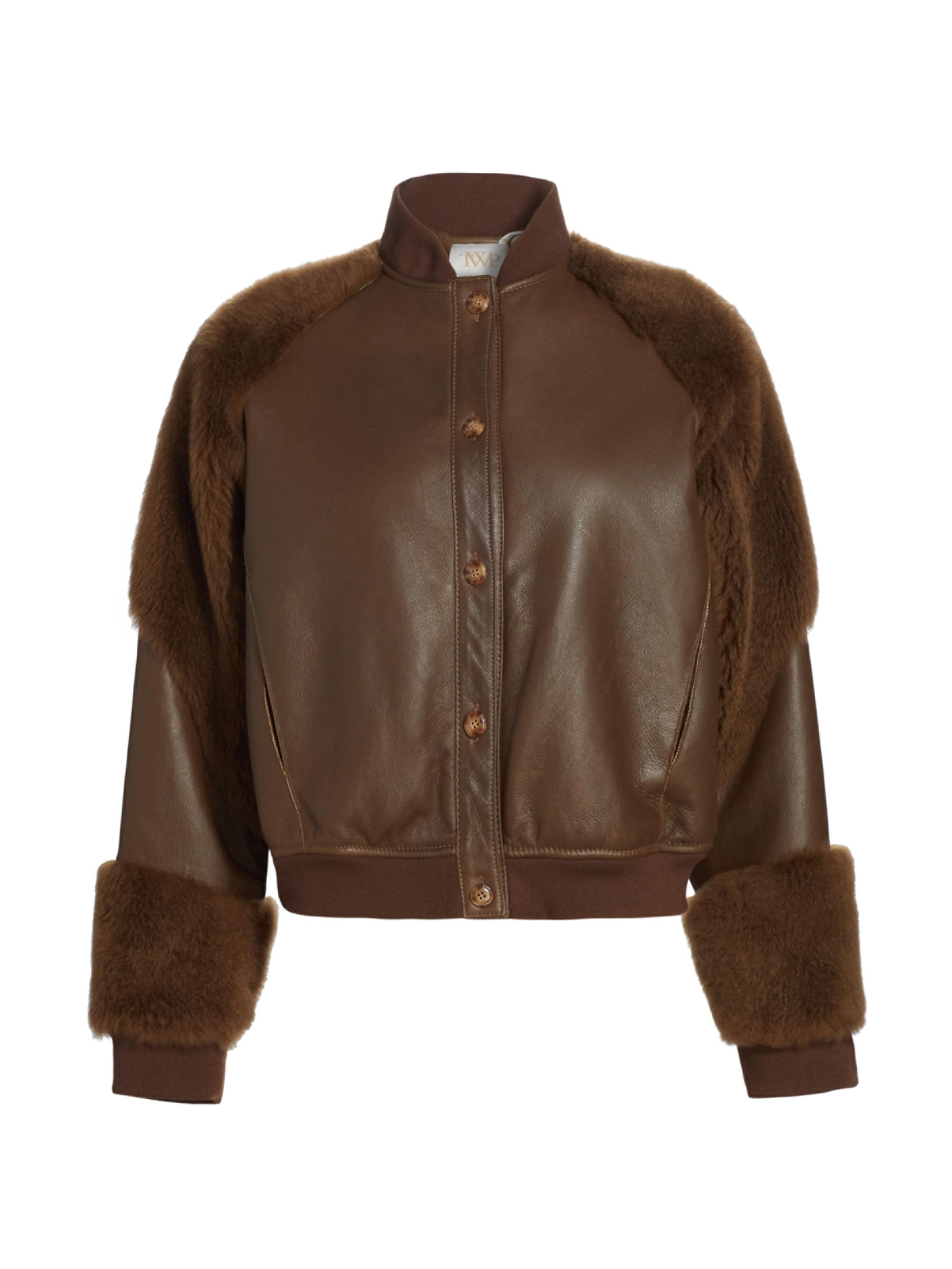 TWP Women's Nathalie Leather Bomber Jacket - Fudge
