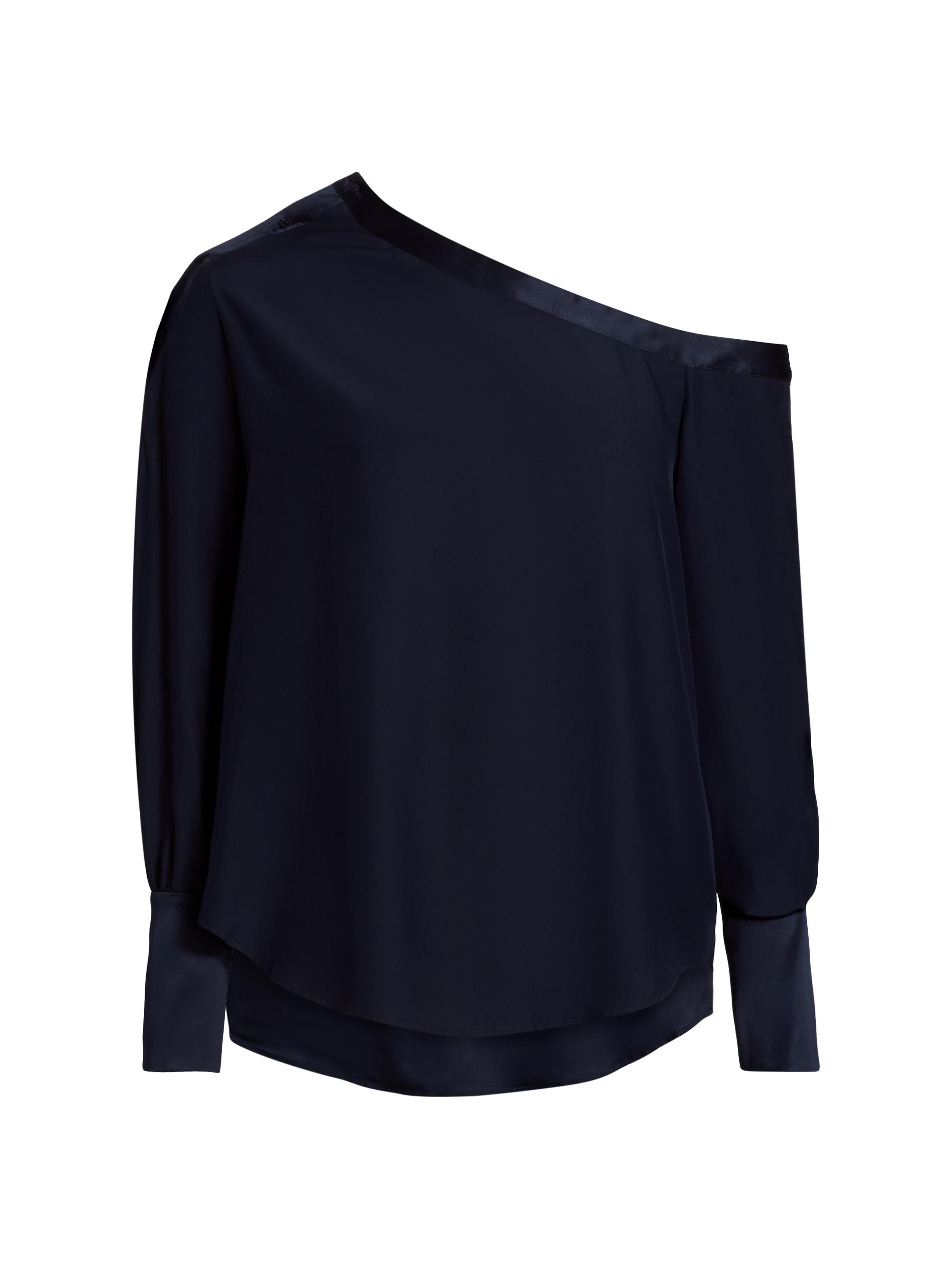 TWP Women's My Beloved Silk-Blend One-Shoulder Top - Midnight
