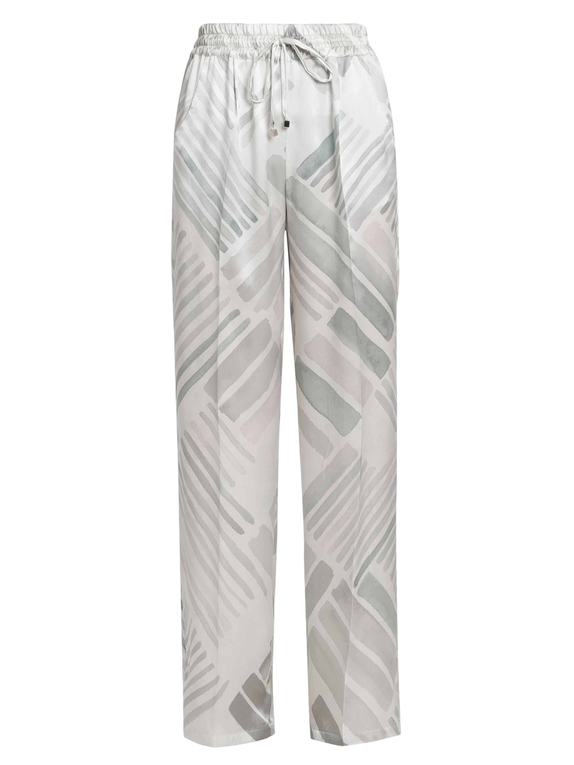 Kiton Women's Abstract Silk Drawstring Straight-Leg Pants - Greyazure