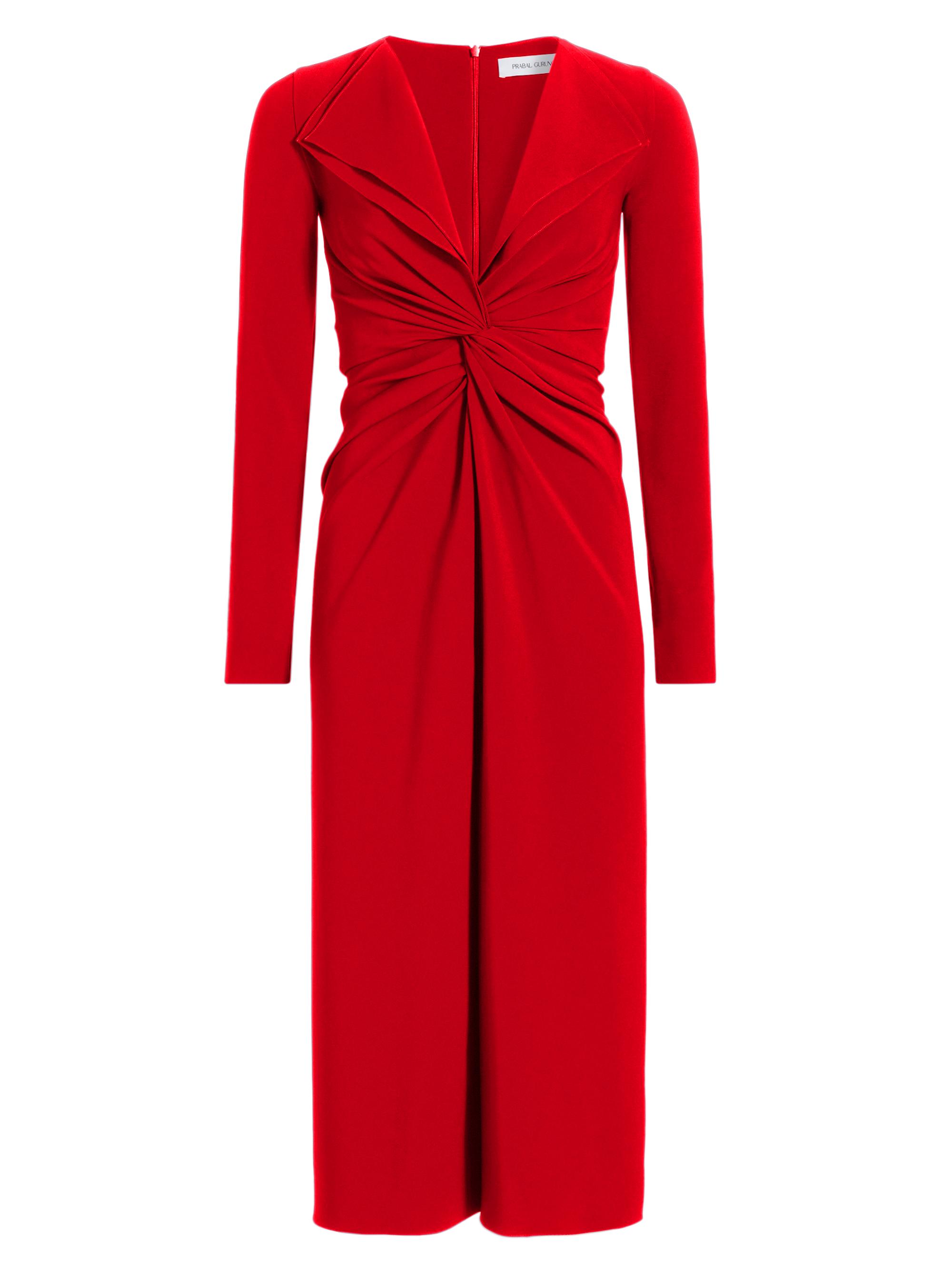 Prabal Gurung Women's Twist-Front V-Neck Midi-Dress - Red
