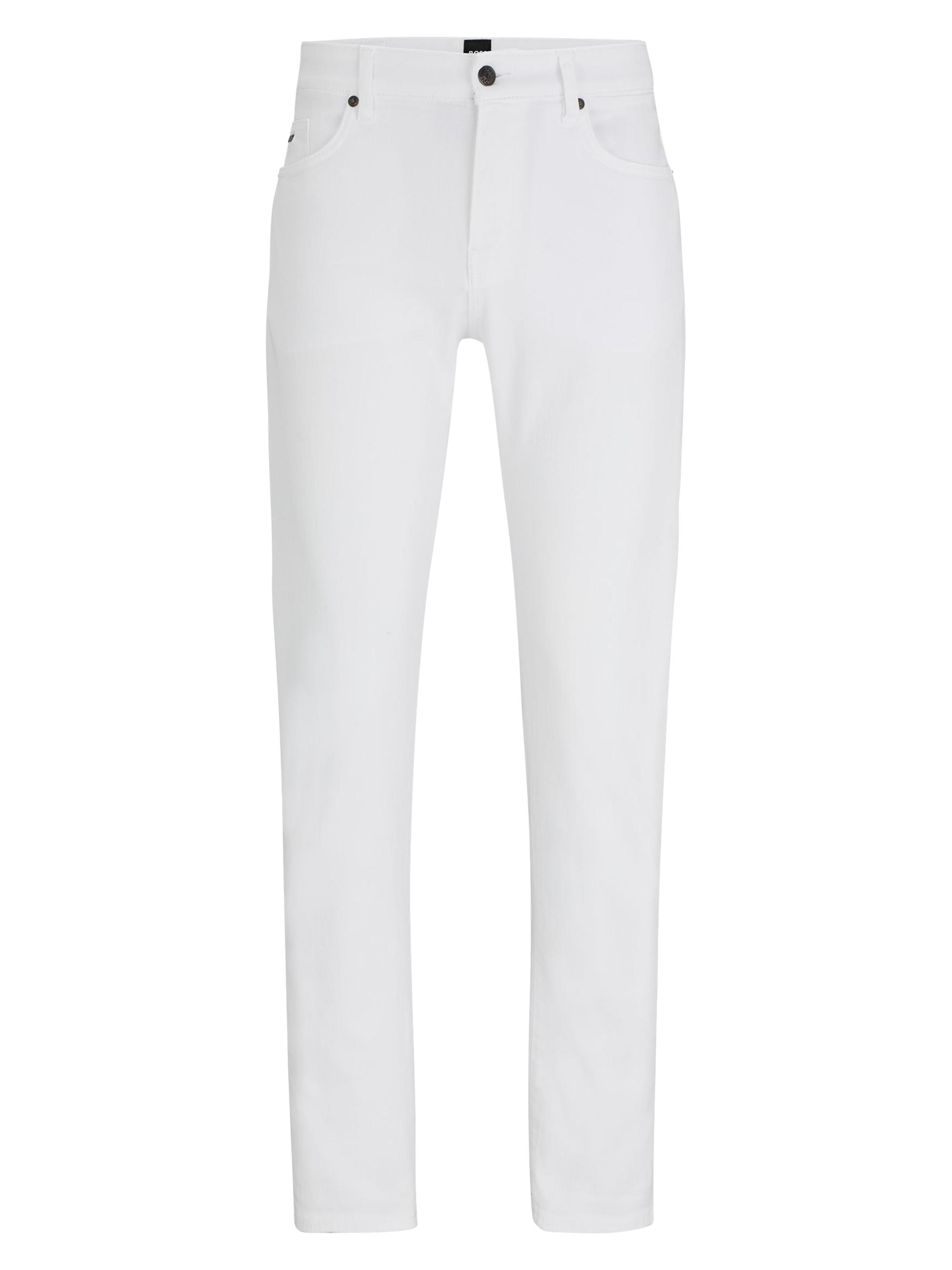 BOSS Men's Slim Fit Jeans in Cashmere Touch Denim - White