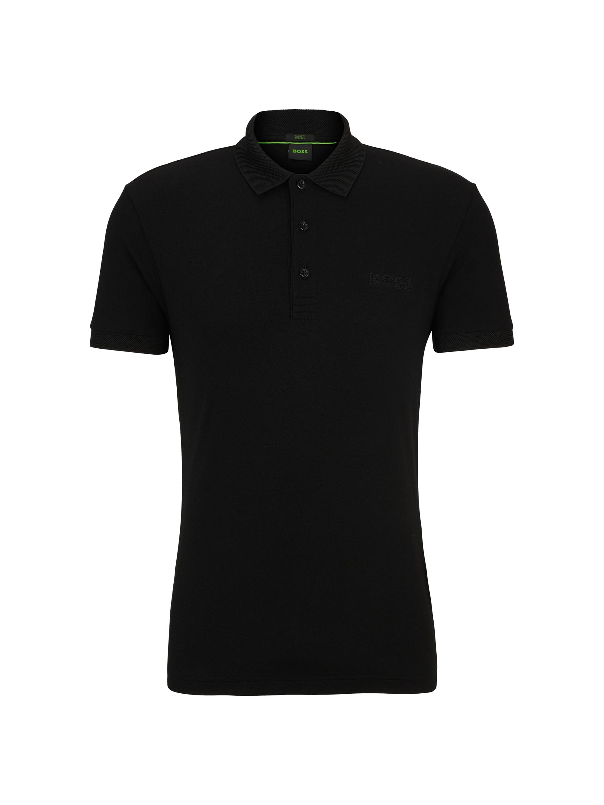 BOSS Men's Slim Fit Polo Shirt with Mesh Logo - Dark Blue