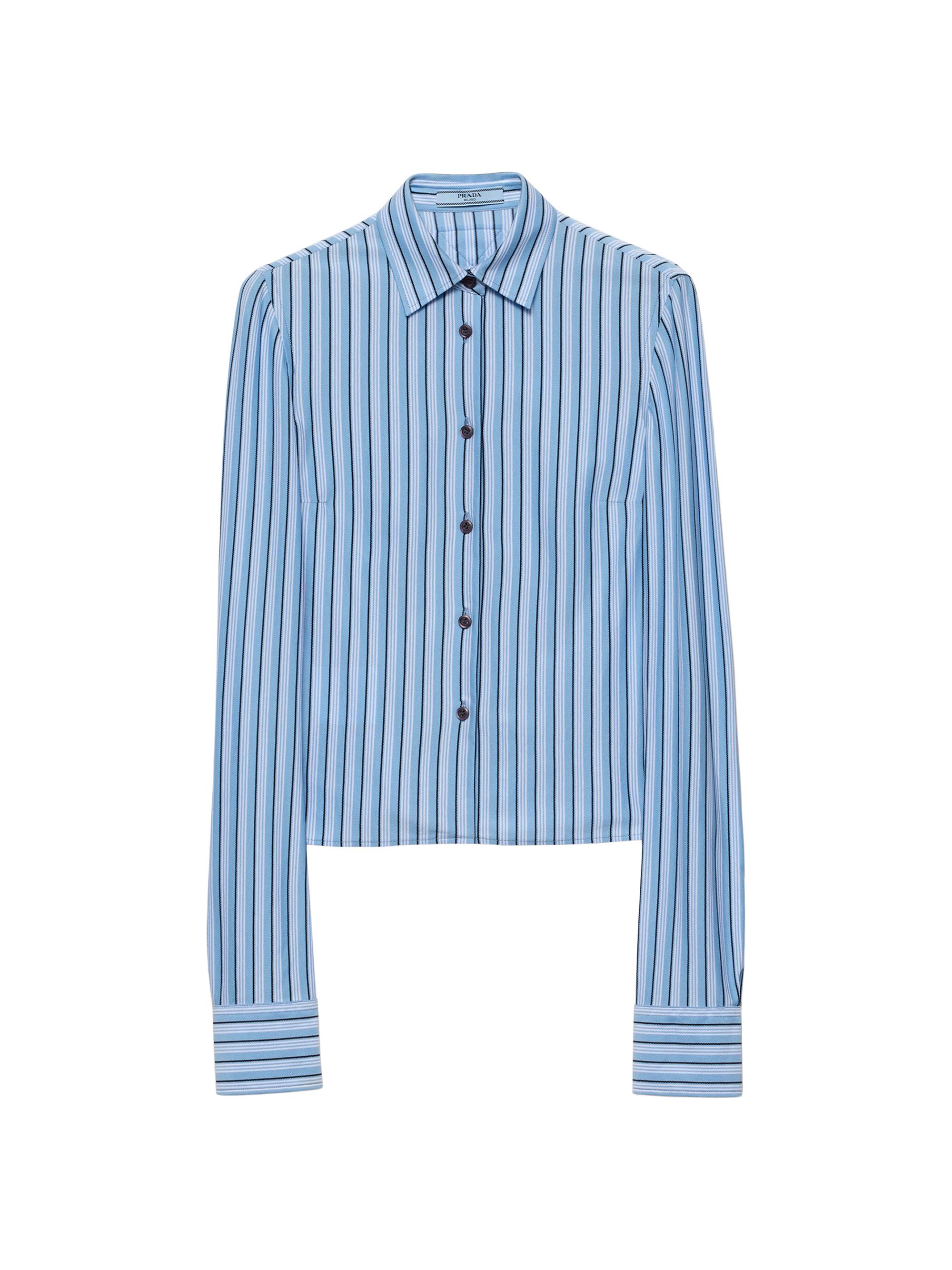 Prada Women's Striped Piqué Shirt - Blue