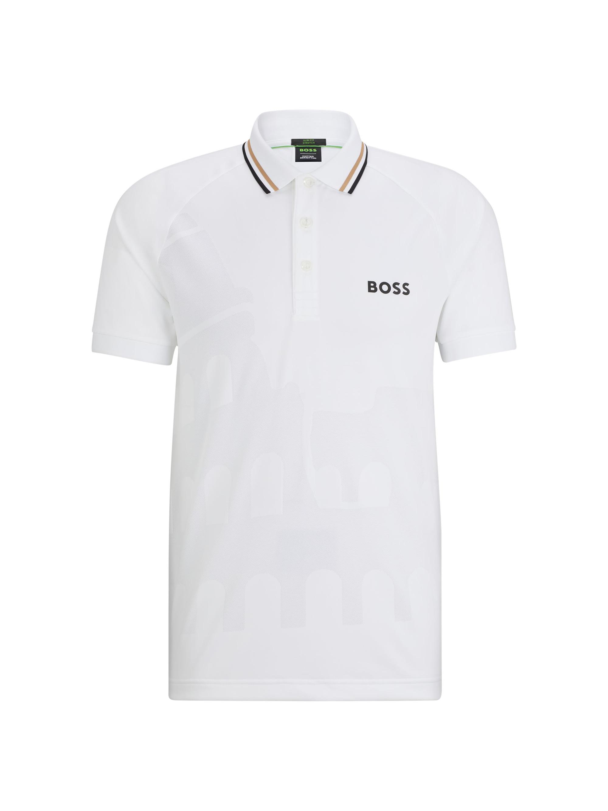 BOSS Men's Boss X Matteo Berrettini Slim Fit Polo Shirt - White