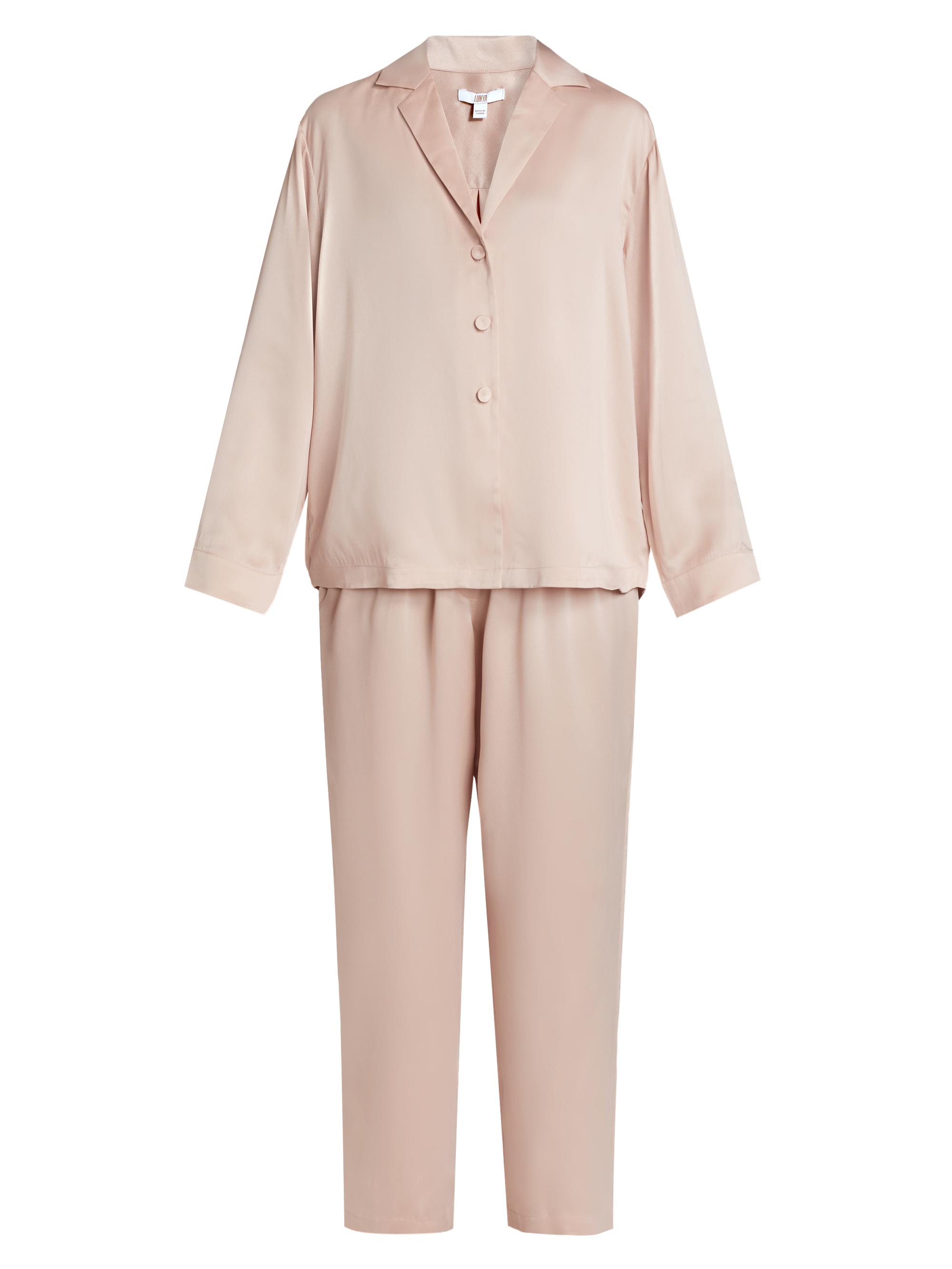 Lunya Women's Washable Silk Long-Sleeve Pajamas - Delicate Pink