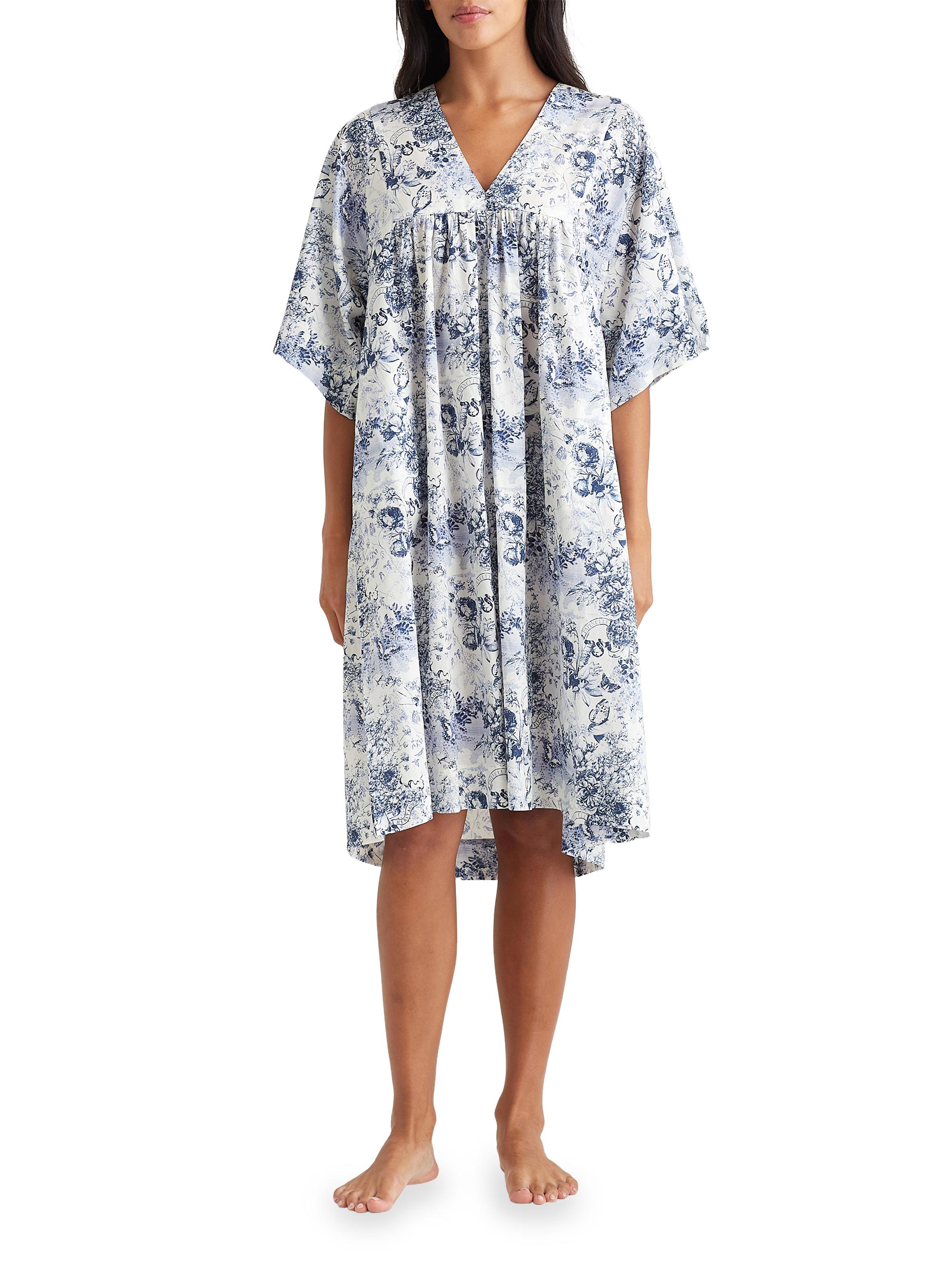 Papinelle Women's Toile De Jouy Caftan Nightie - French Blue