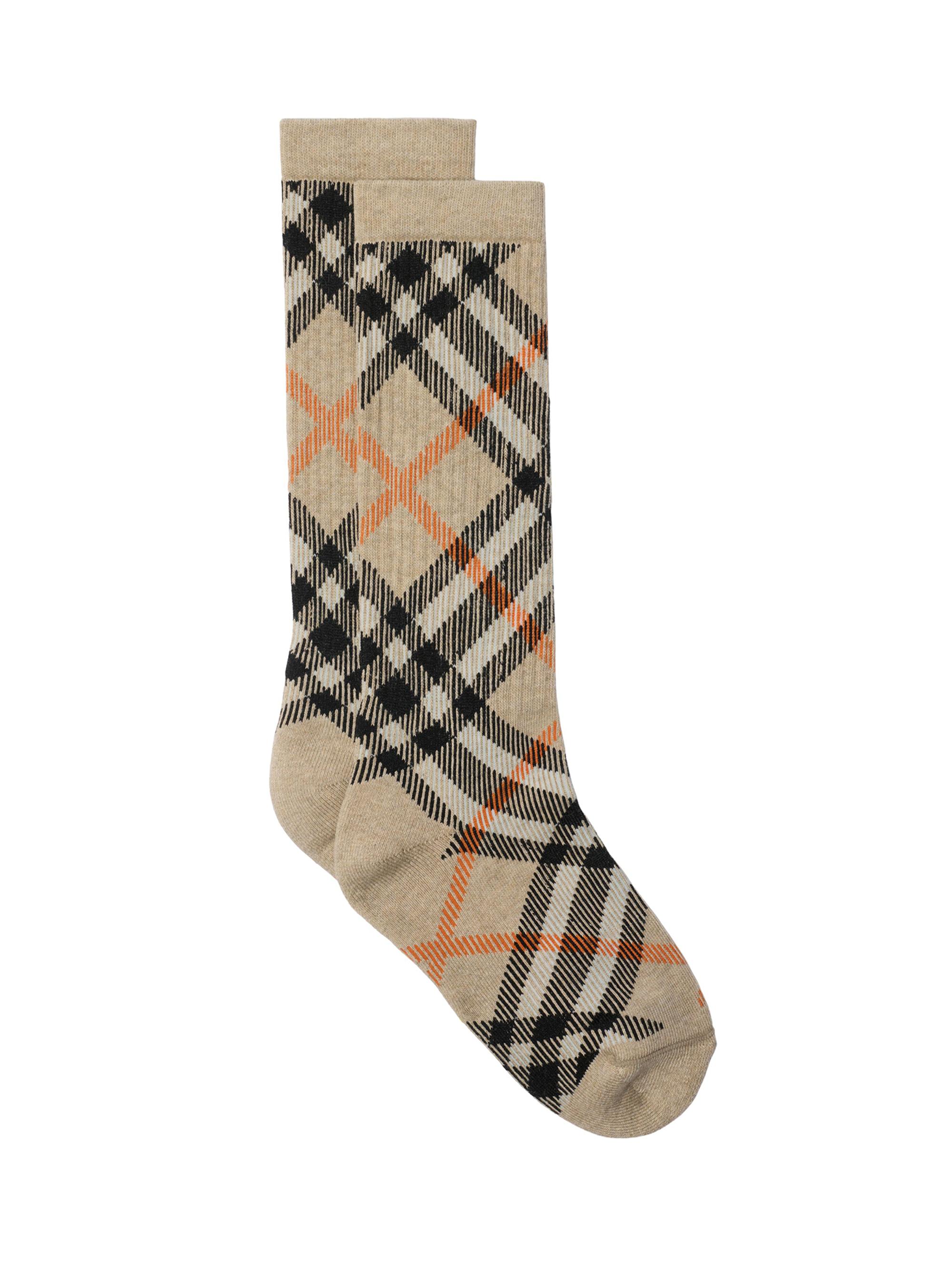 Burberry Men's Check Cotton-Blend Socks - Sand