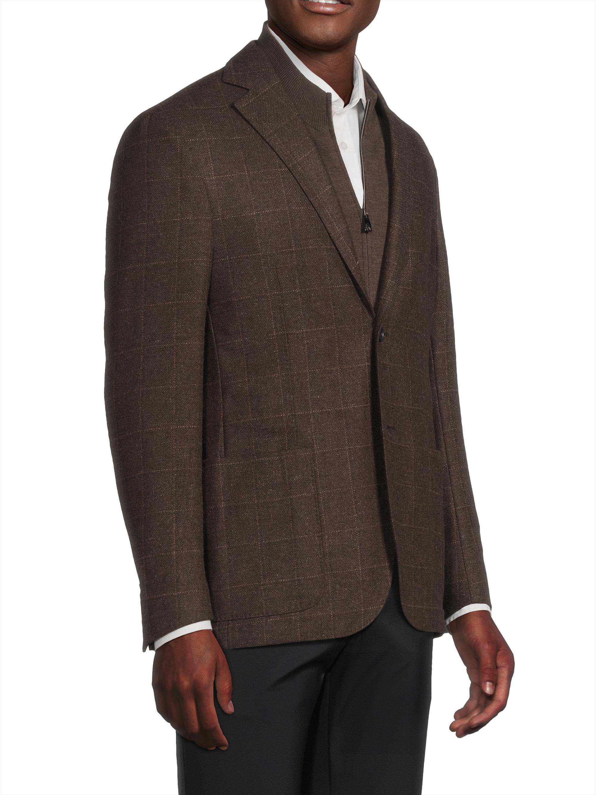 Corneliani ID Wool-Cashmere Plaid Jacket | Saks Fifth Avenue
