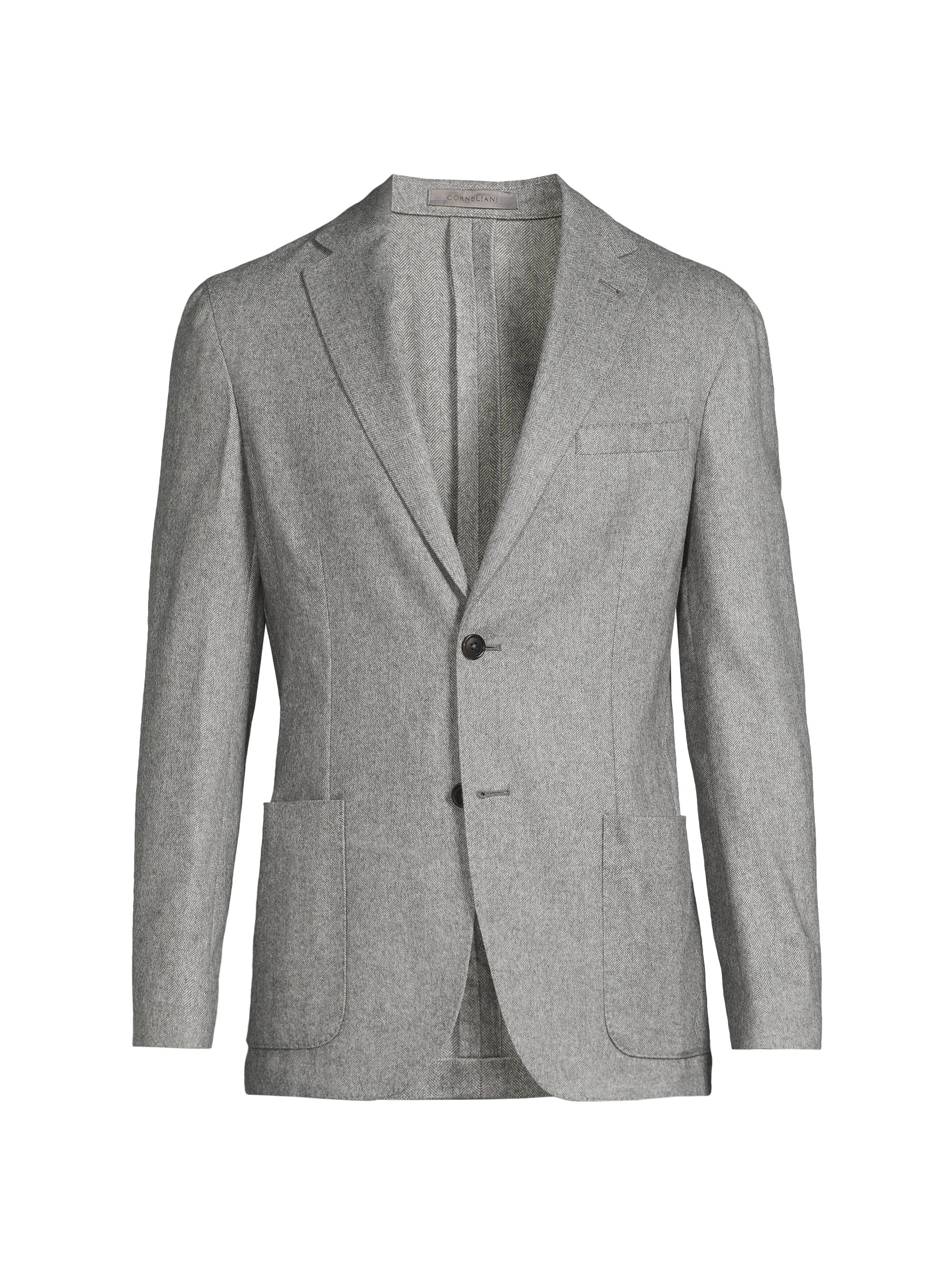 Corneliani Men's Silk-Cashmere Sport Jacket - Gray Herringbone