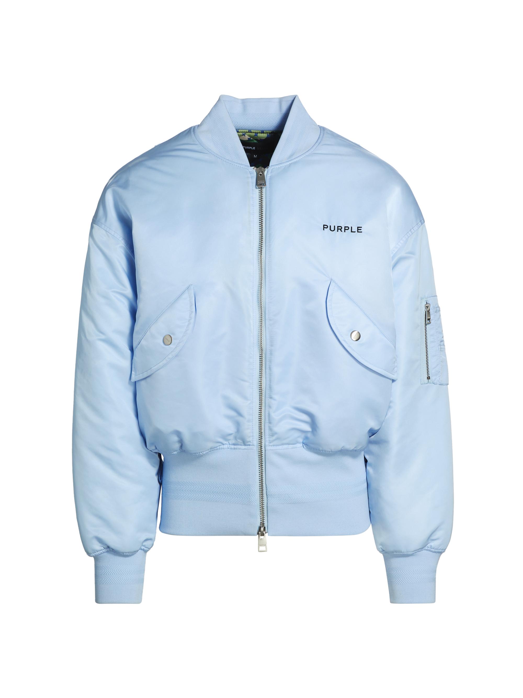 Purple Brand Men's O-Satin Zip-Up Bomber Jacket - Blue