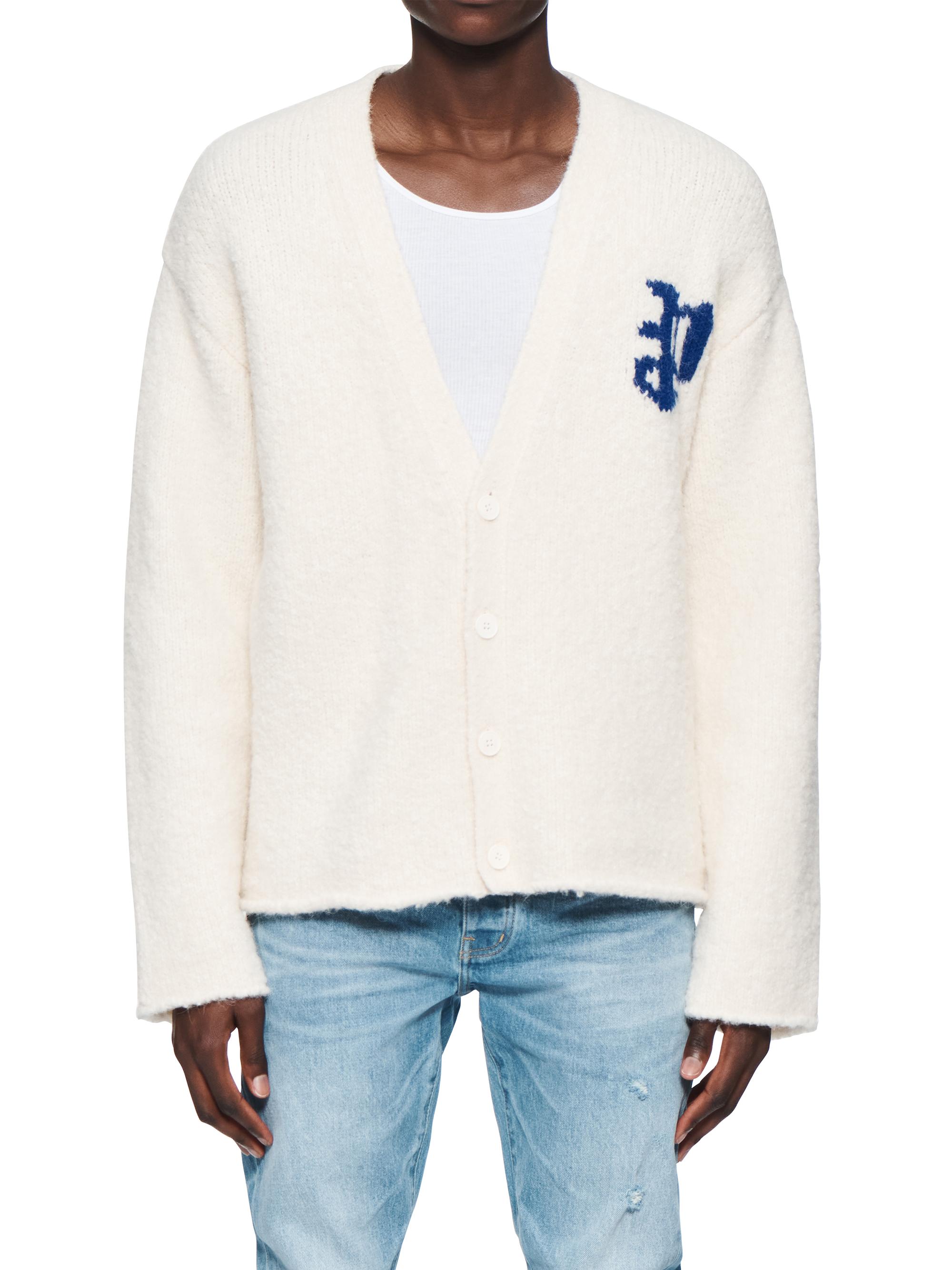 Purple Brand Men's Logo Knit V-Neck Cardigan - Off White