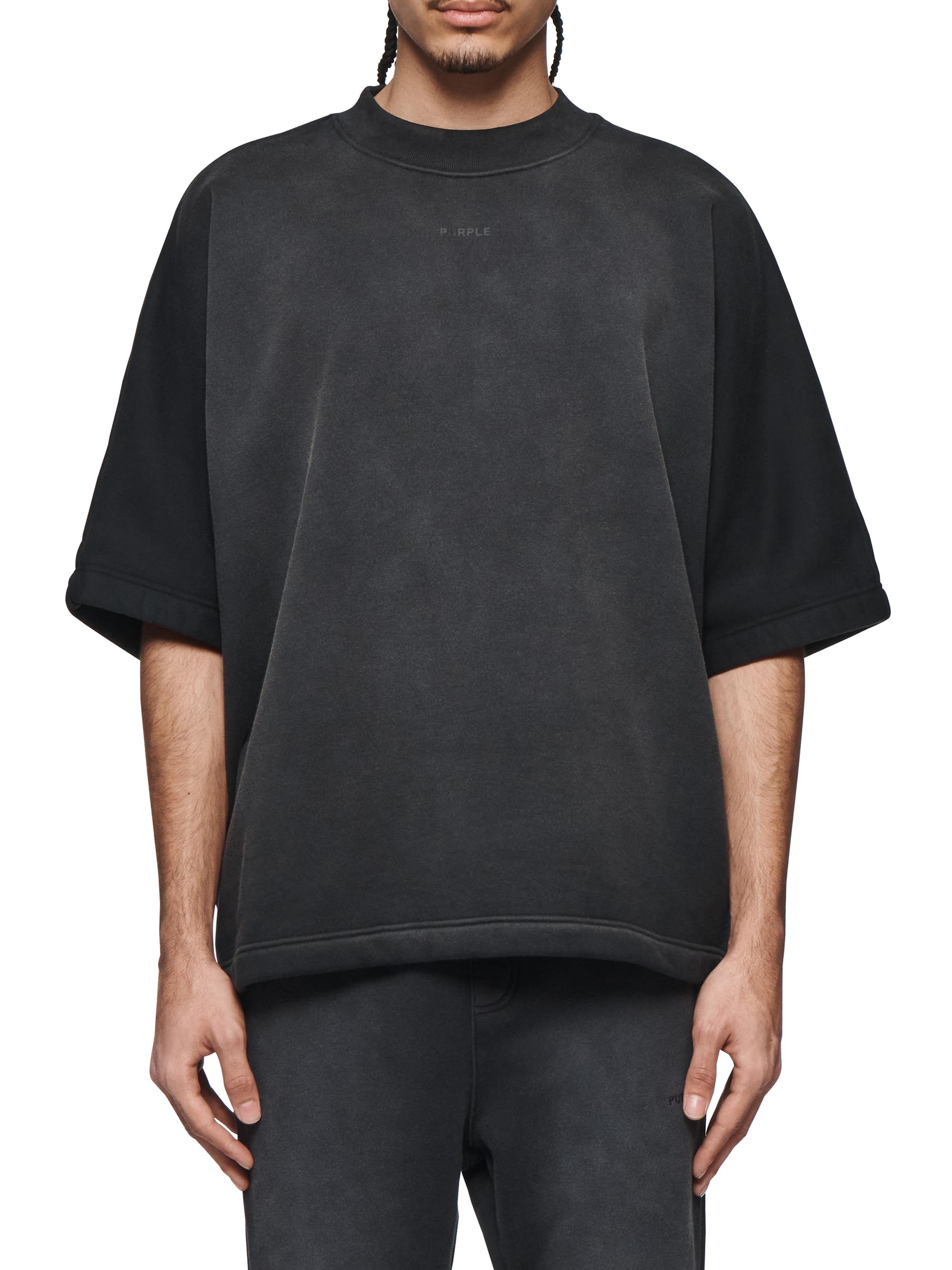 Purple Brand Men's Cotton Fleece Oversized T-Shirt - Black