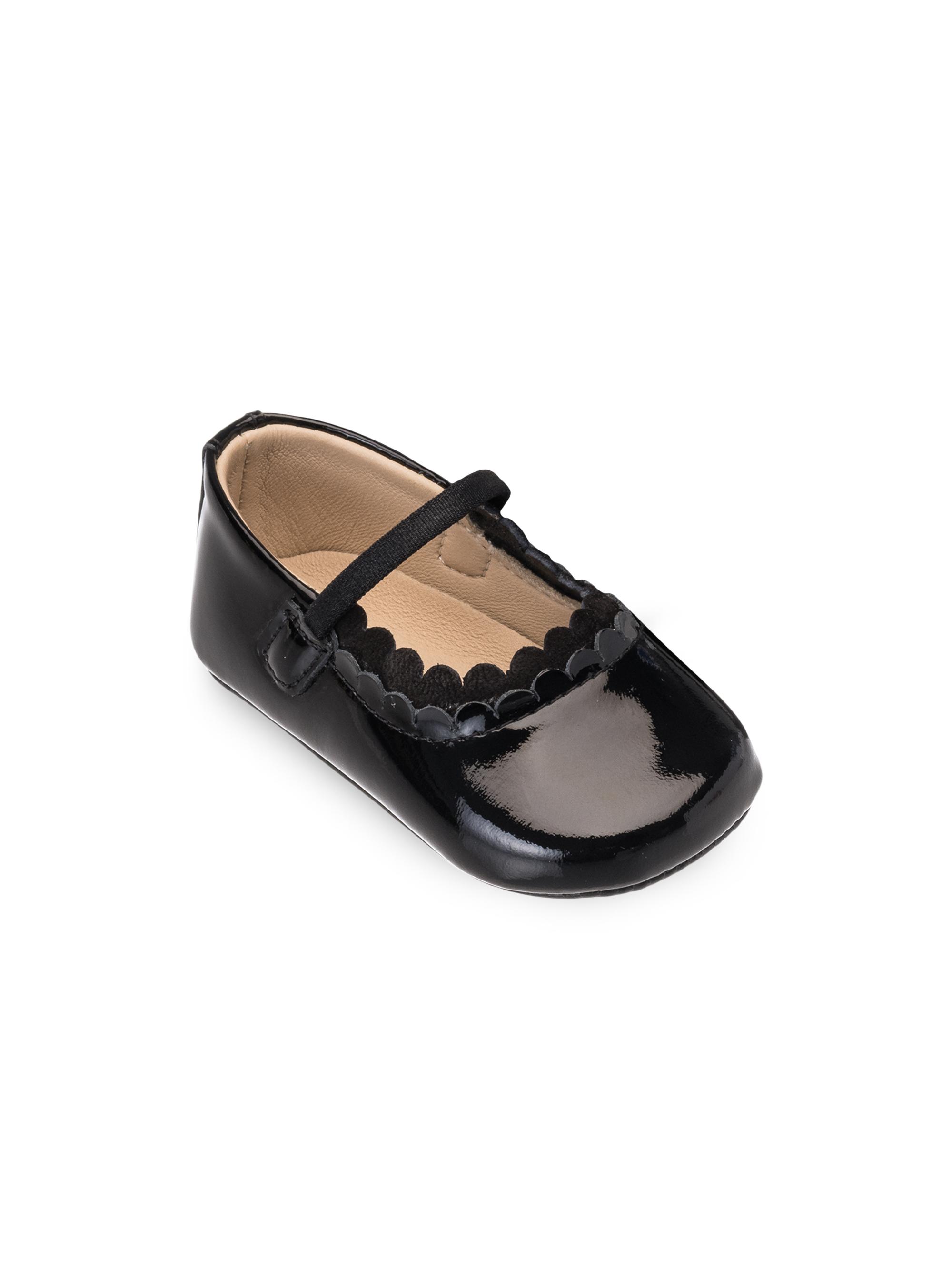 Elephantito Baby Girl's Scalloped Mary Jane Crib Shoes - Patent Black 1 (Child) | Thumbnail 2