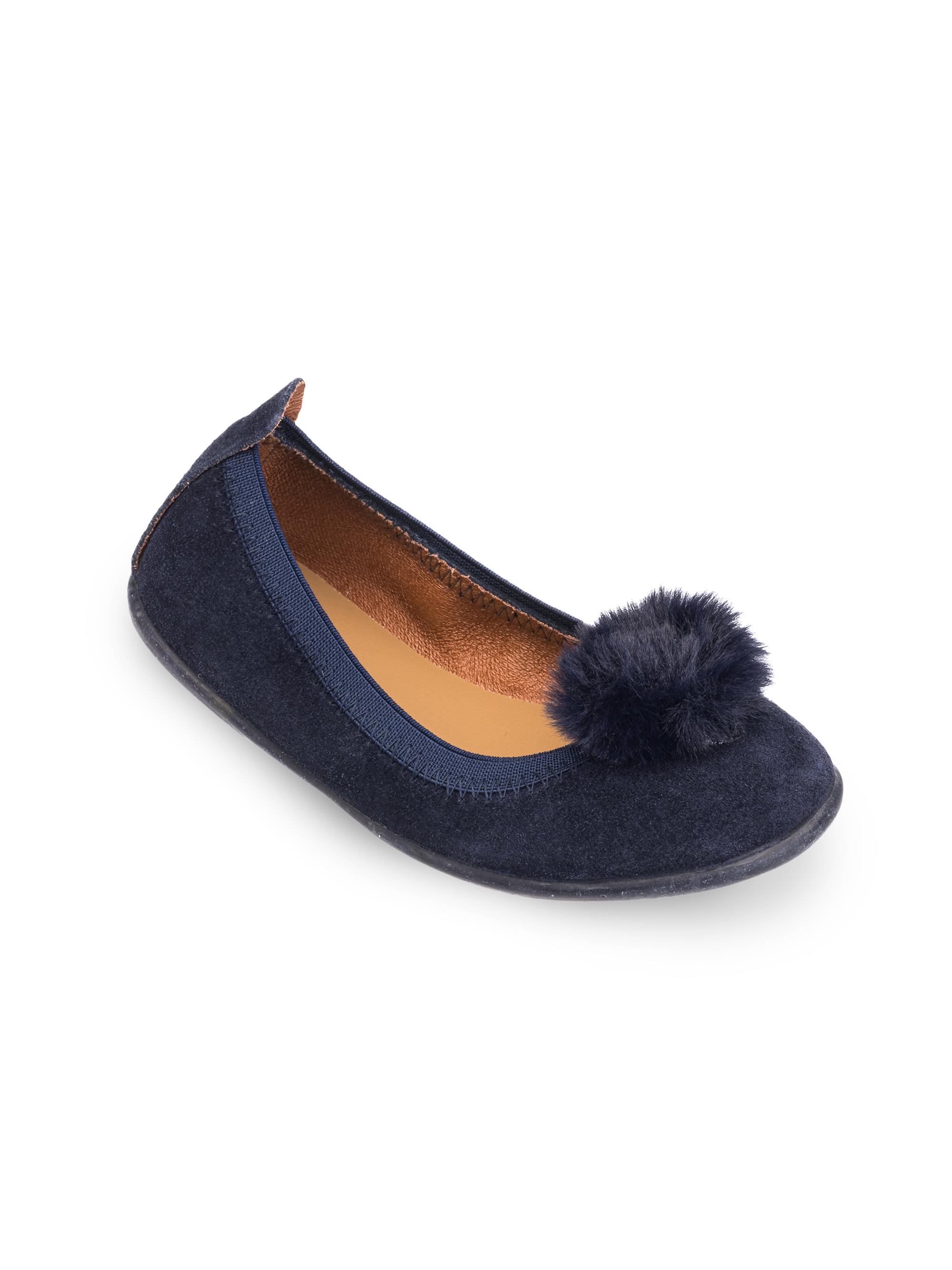 Elephantito Little Girl's & Girl's Suede Pom Pom Flats - Blue 10 (Toddler)