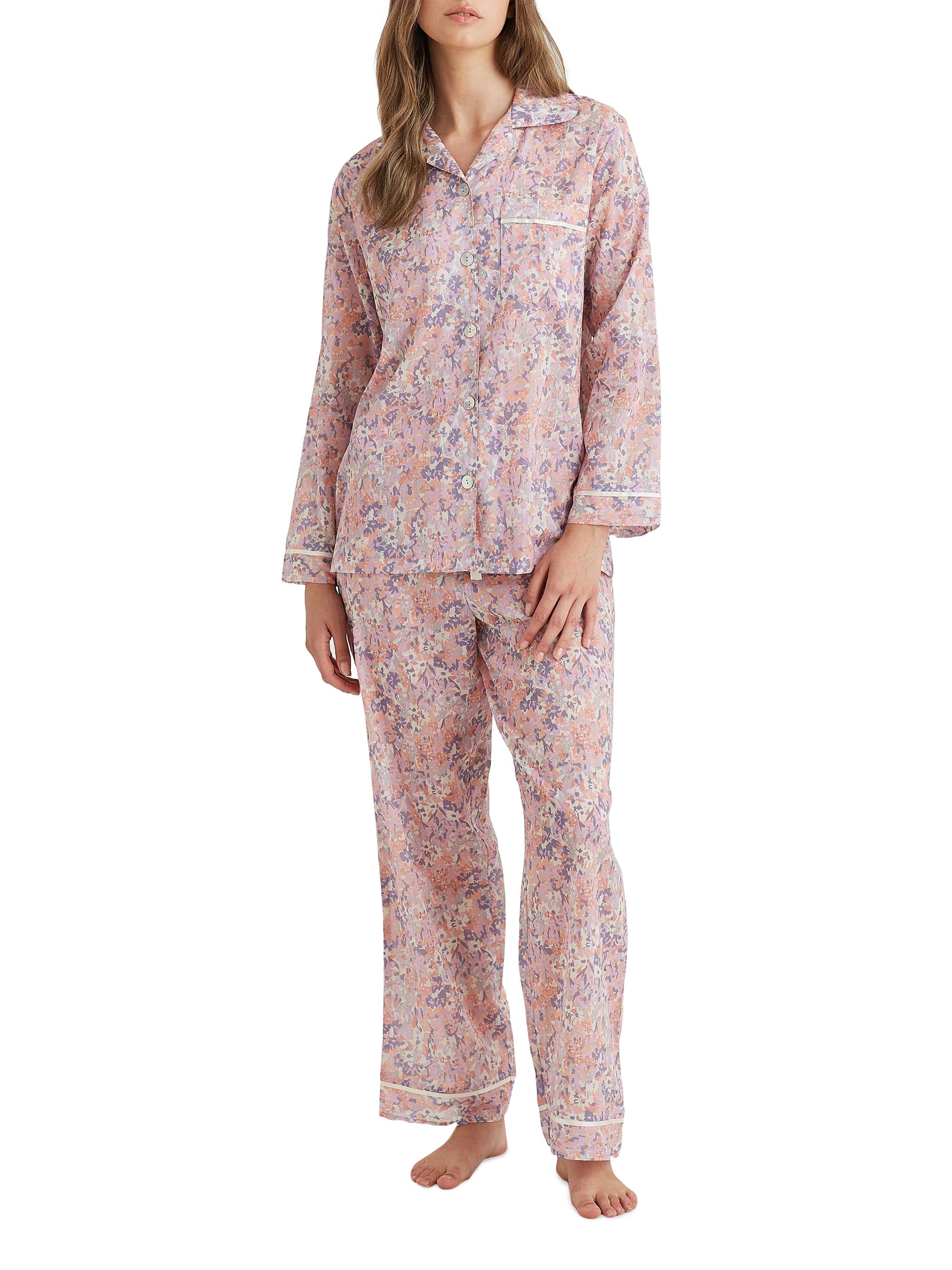 Papinelle Women's Adeline Floral Cotton Pajamas - Dusty Peach