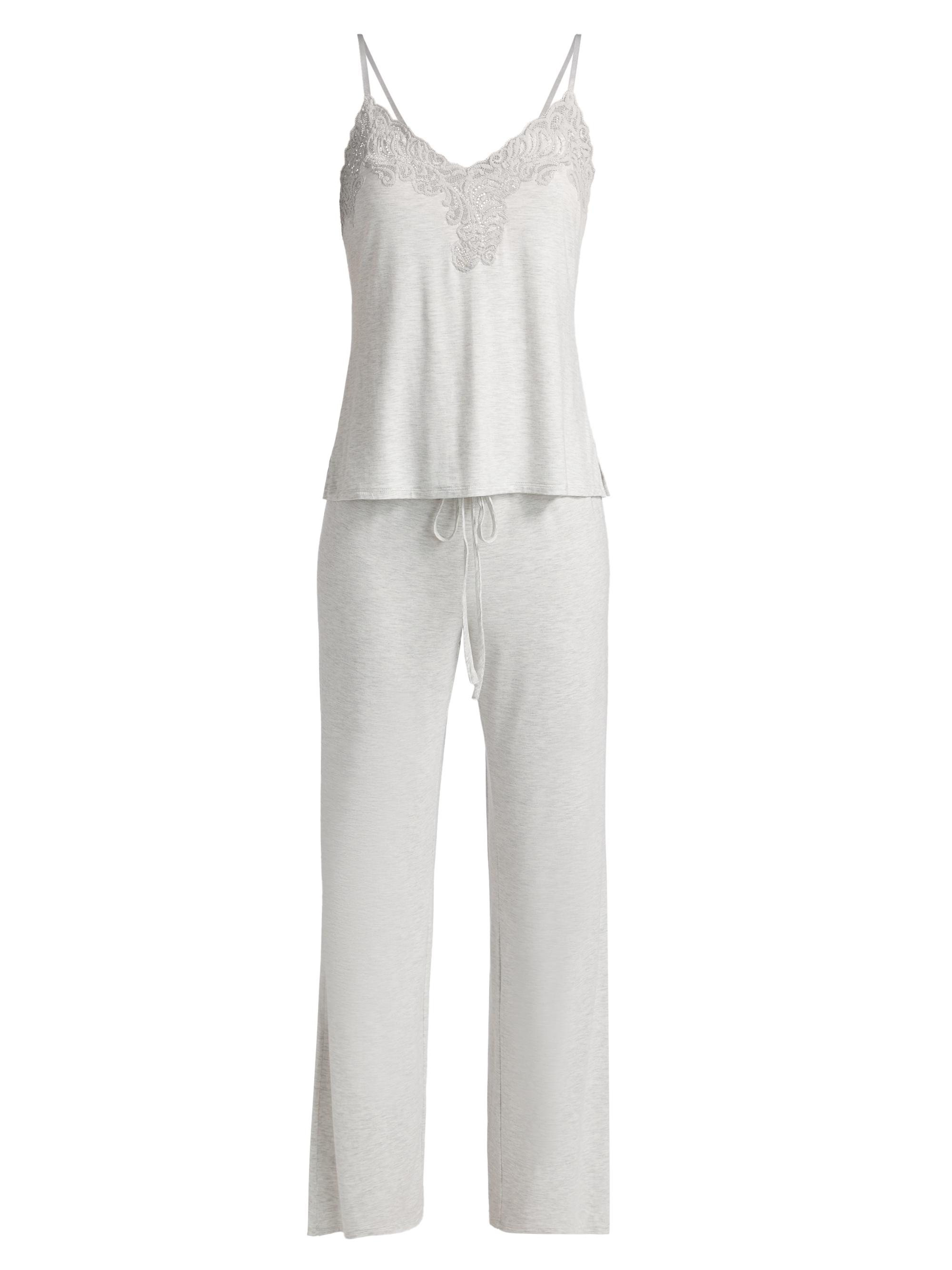 Natori Women's Glamour Lace-Trim Lounge Set - Heather Grey