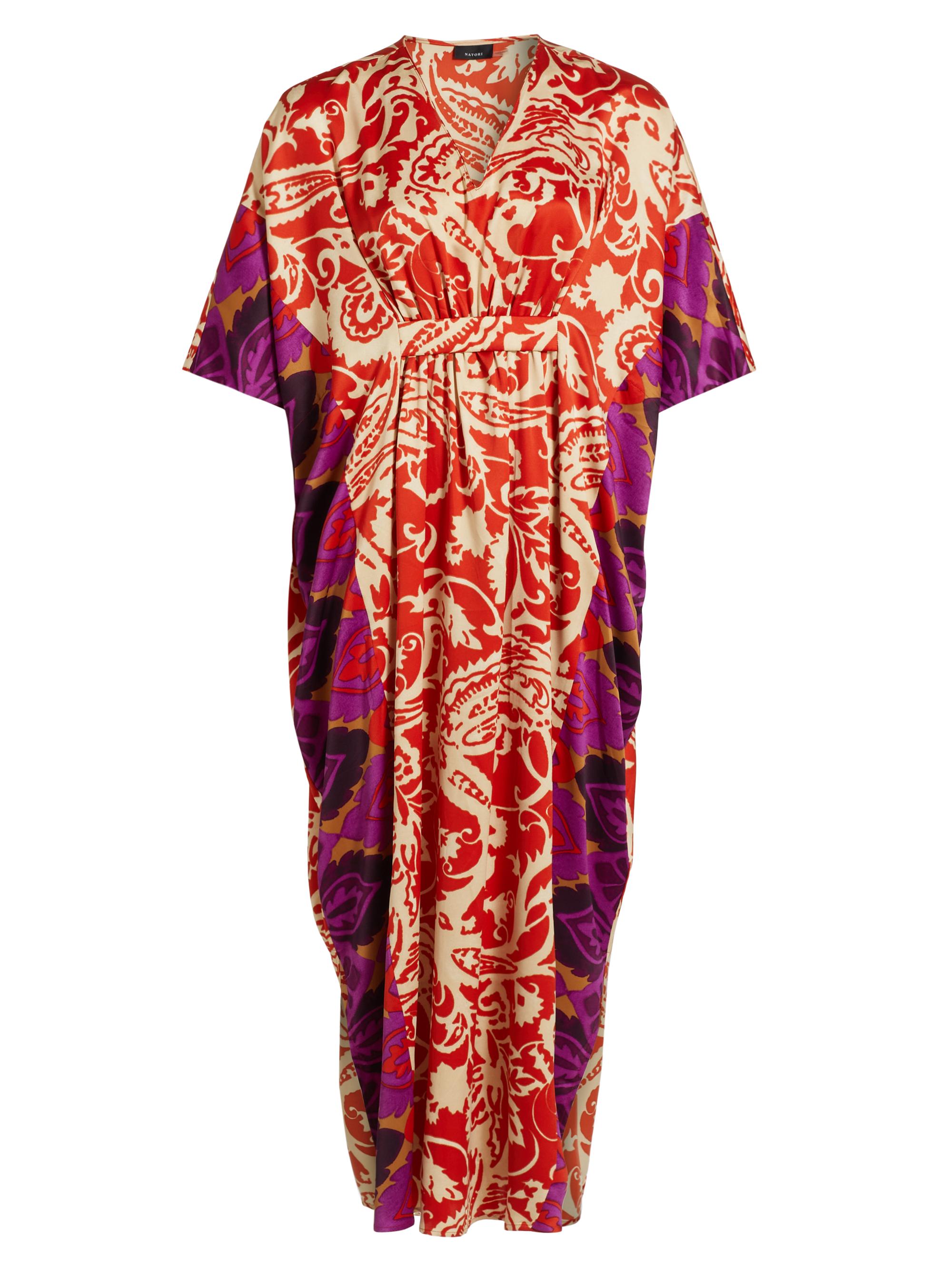 Natori Women's Palace Printed Kaftan - Red Orange