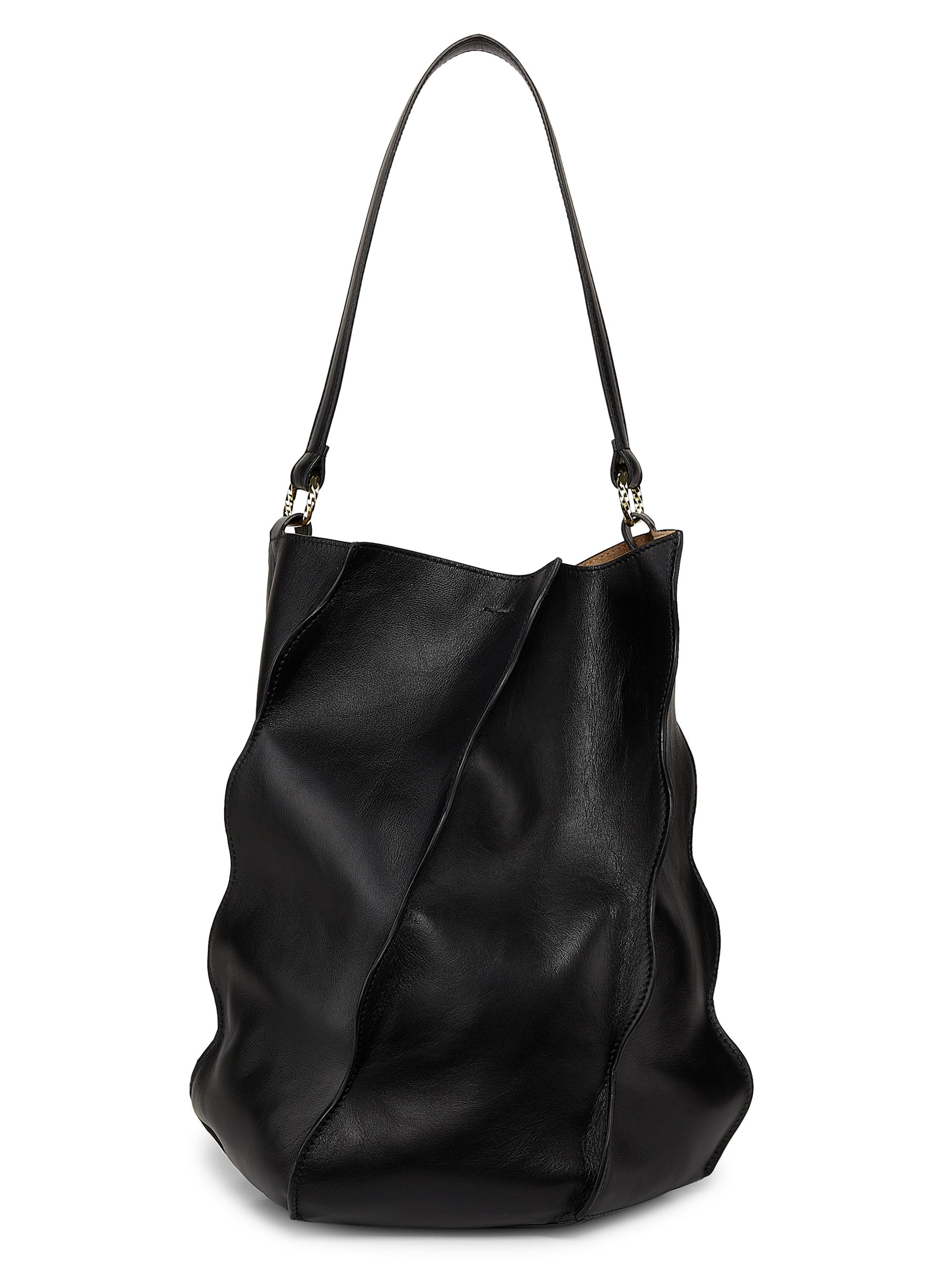 Ulla Johnson Women's Adria Pleated Wave Leather Bucket Bag - Noir