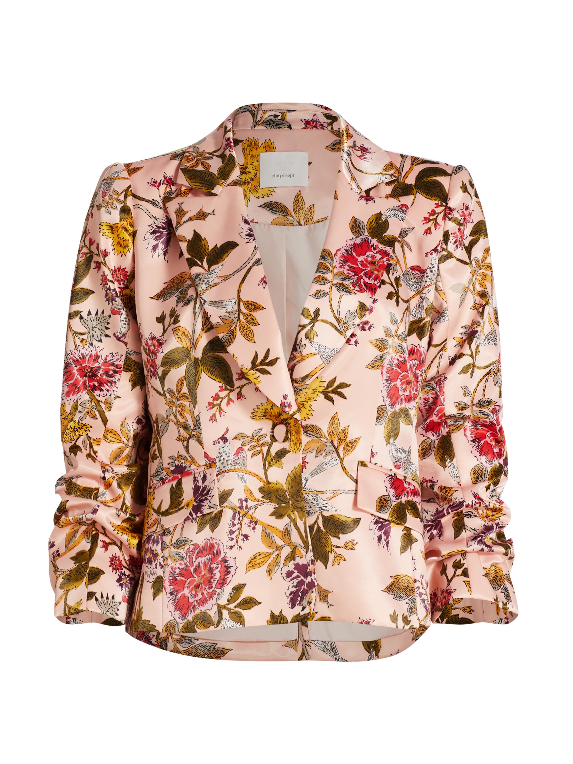 CINQ A SEPT Women's Ursula Floral Satin Jacket - Soft Pink Multi
