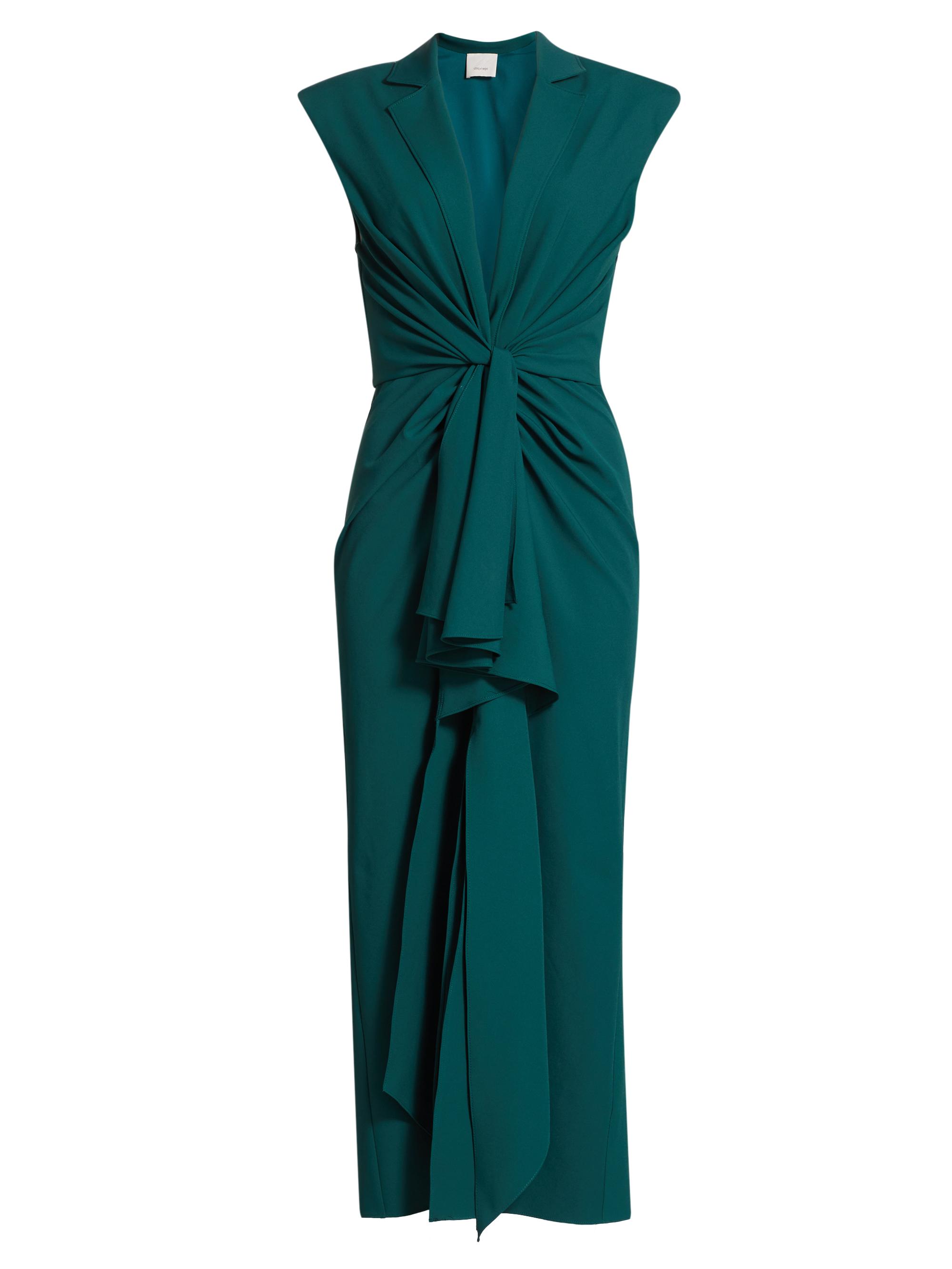 CINQ A SEPT Women's Padma Knotted Midi-Dress - Green Onyx