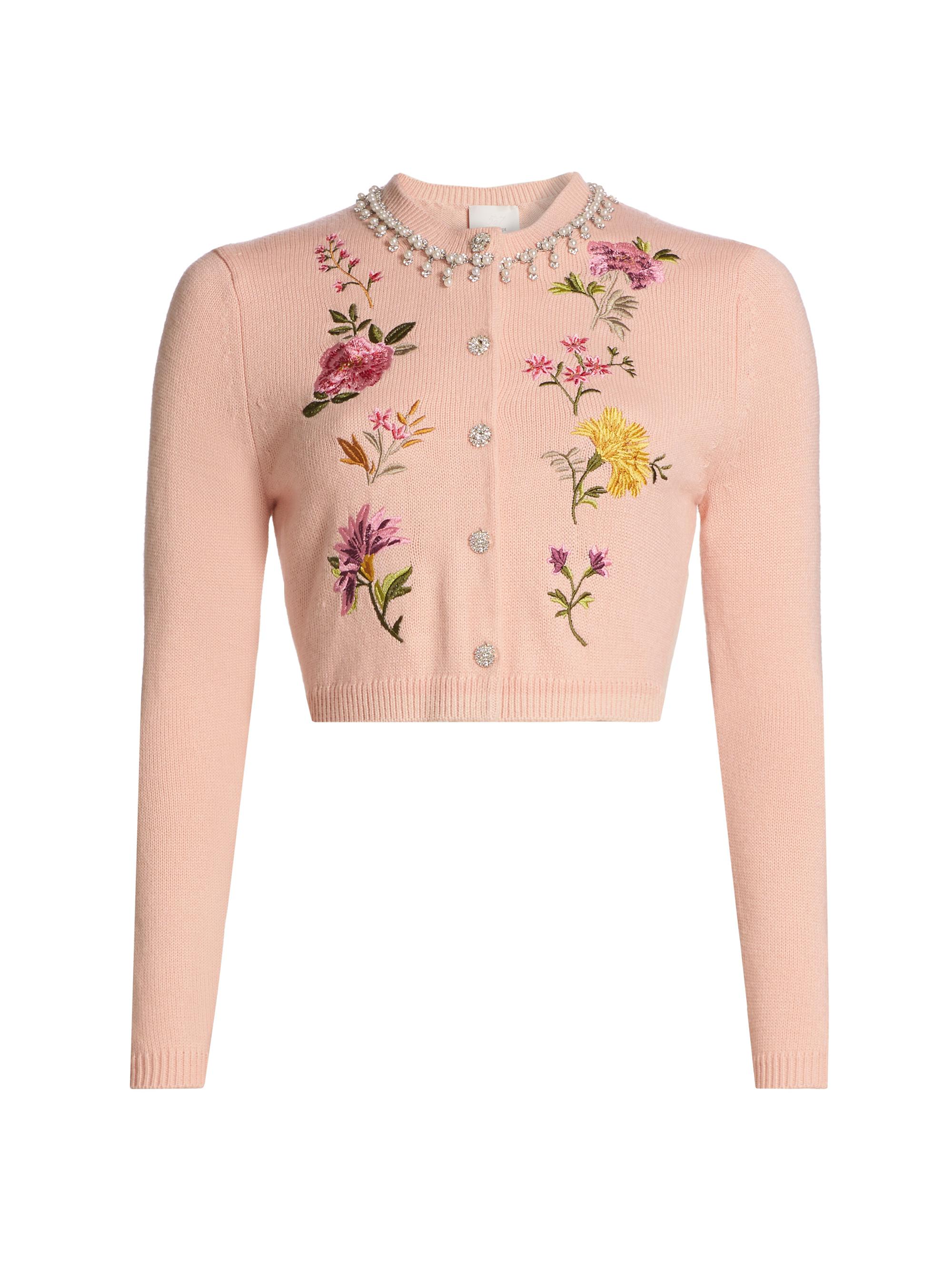 CINQ A SEPT Women's Isolde Embroidered Cardigan - Soft Pink Multi