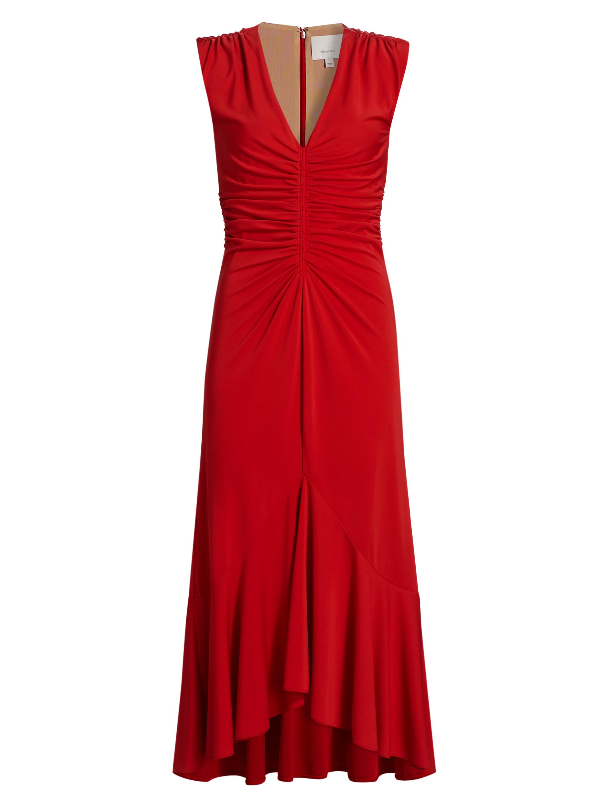 CINQ A SEPT Women's Dianne Ruched Midi-Dress - Candy Apple
