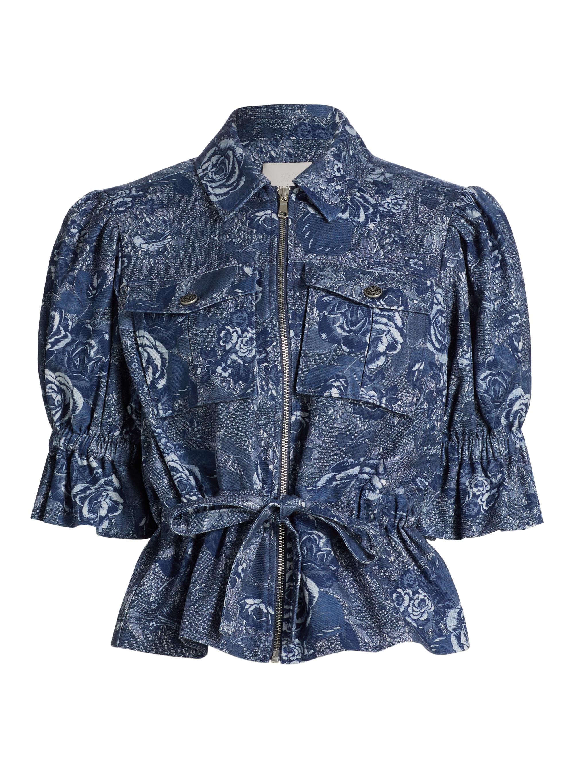 CINQ A SEPT Women's Adie Floral Zip Jacket - Indigo Multi