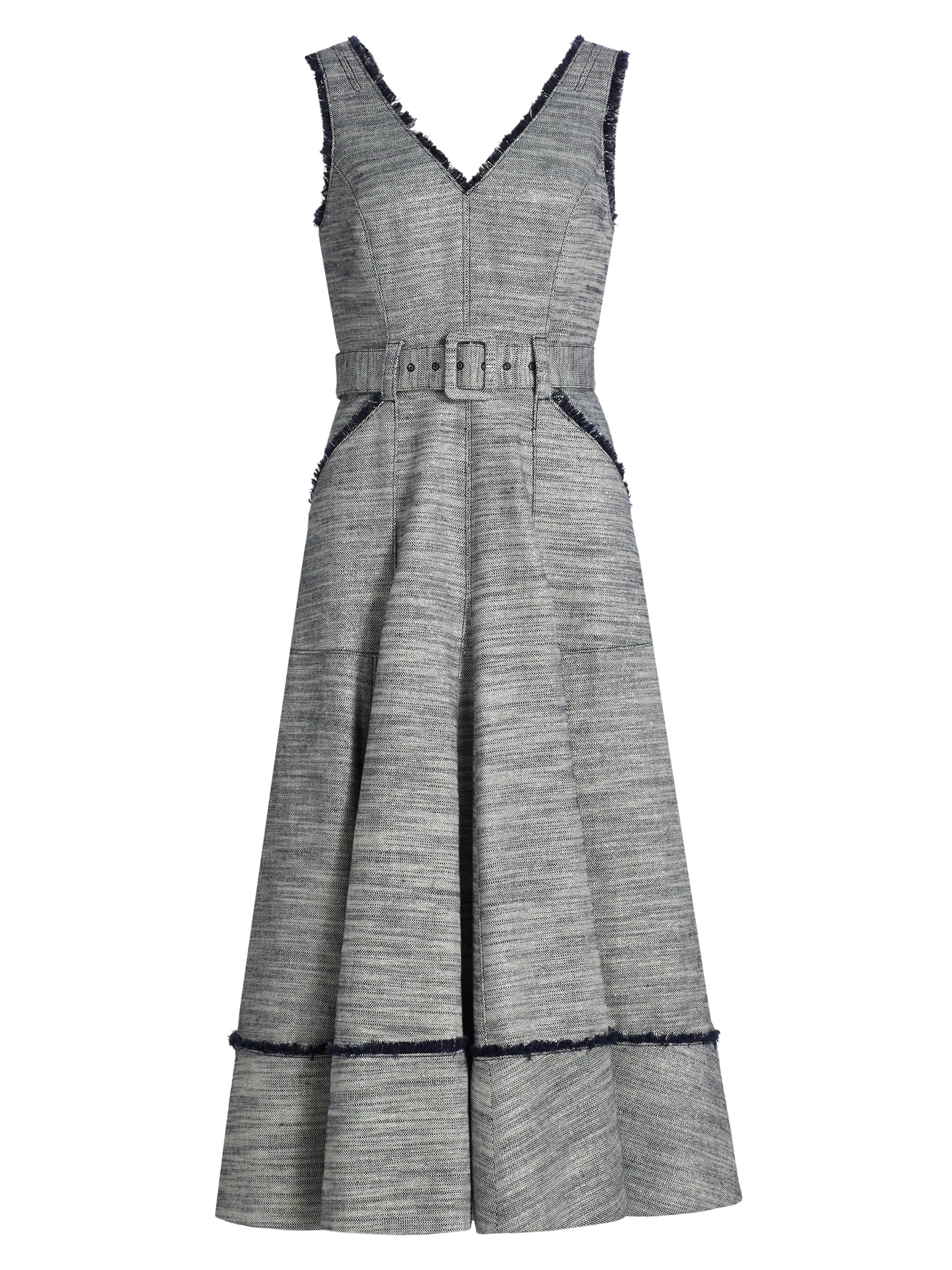 CINQ A SEPT Women's Tadi Heathered Belted Midi-Dress - Navy
