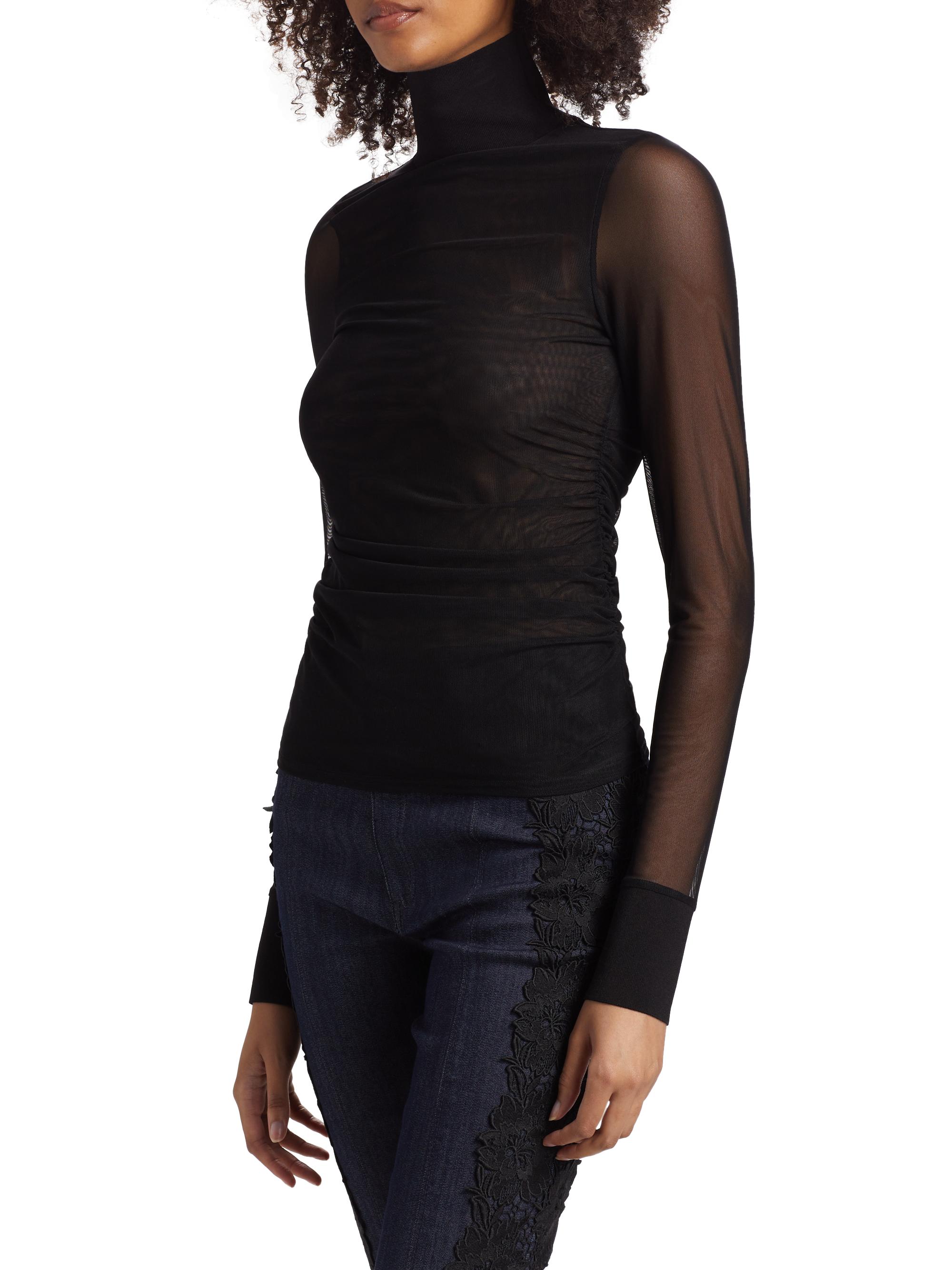 Cinq à Sept Halen Sheer Mesh Top Saks Fifth Avenue