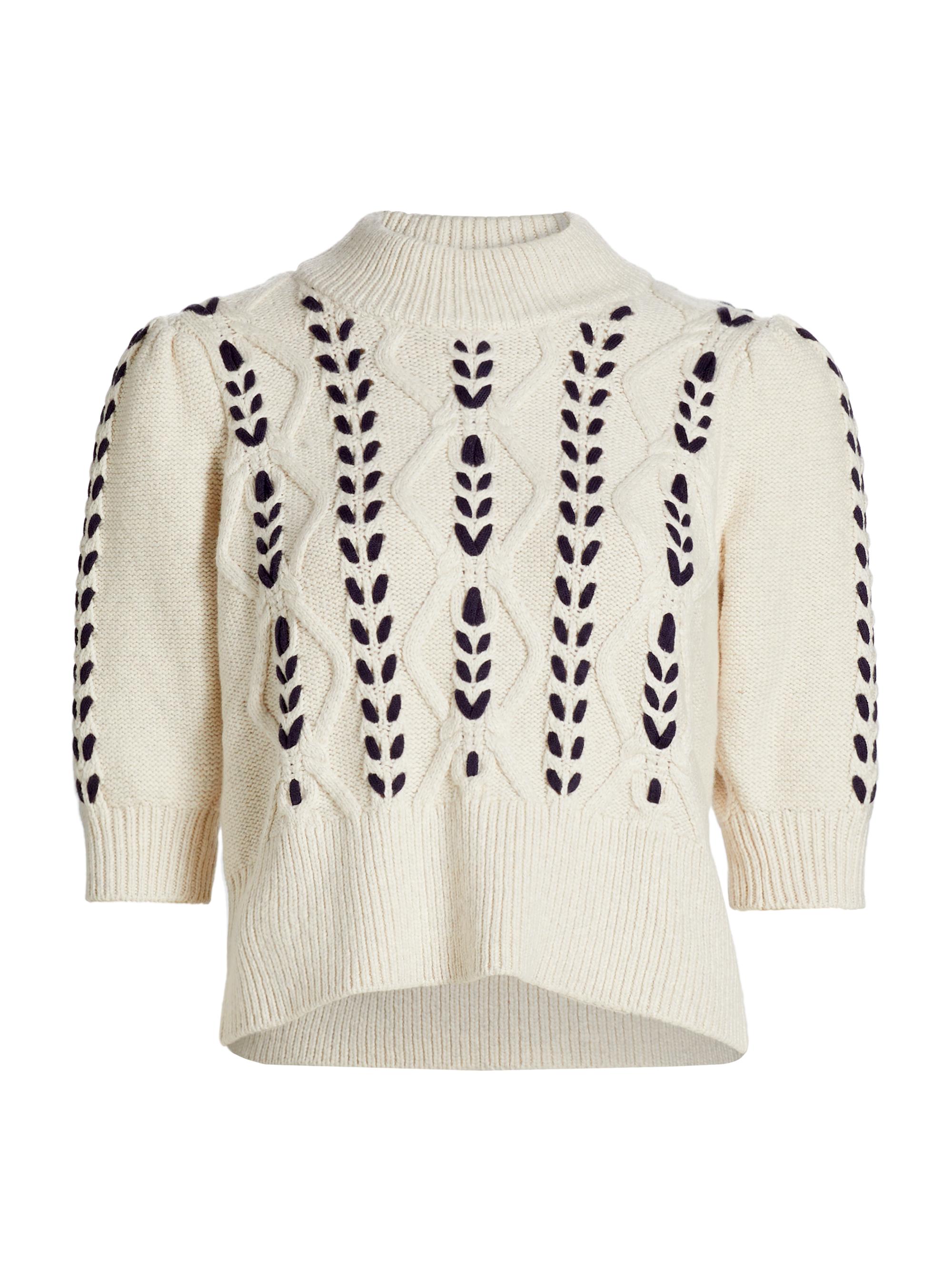 Rails Women's Addy Mock Turtleneck Sweater - Oatmeal Navy Cables