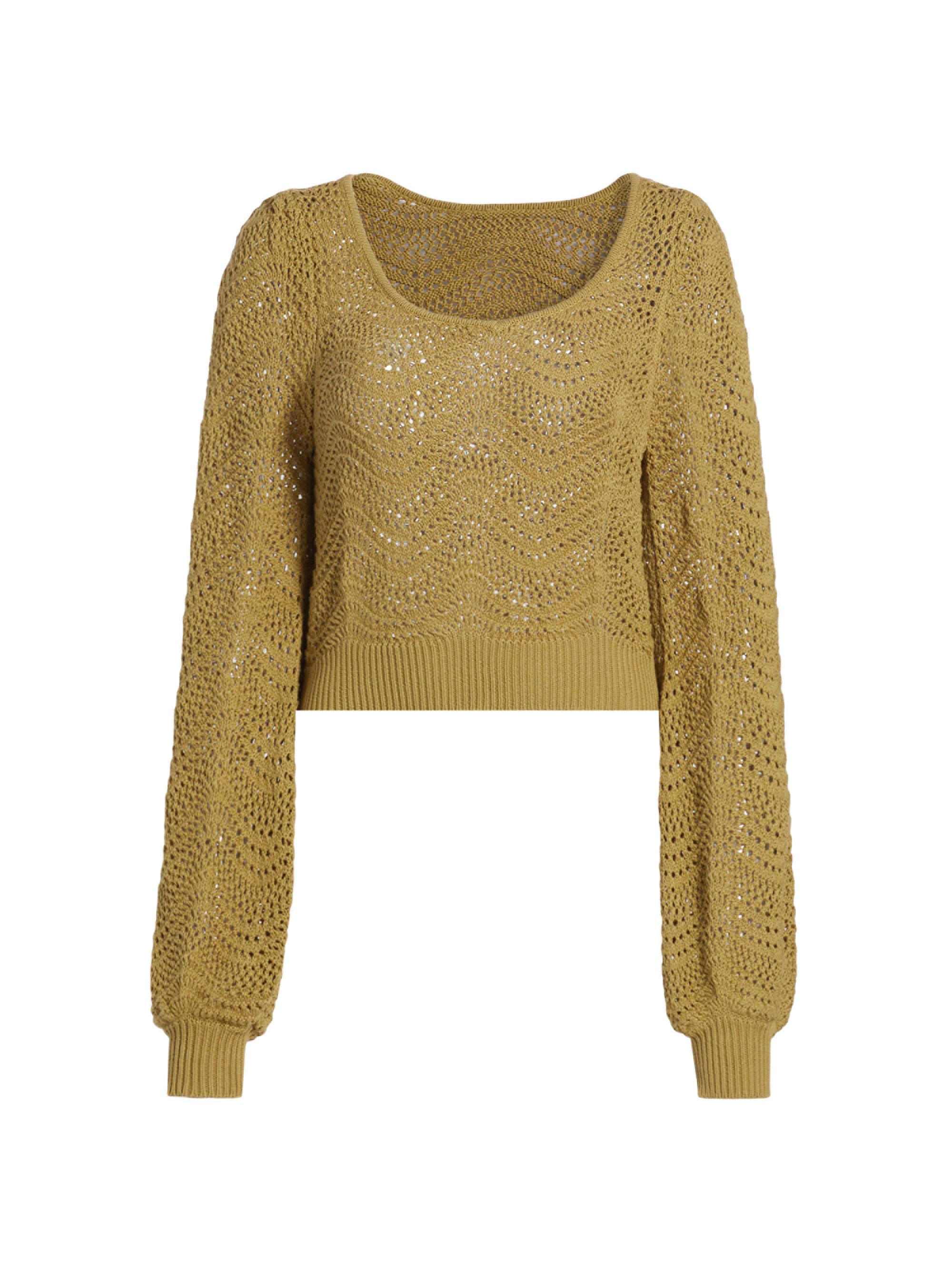 Kivari Women's Mariana Pointelle Knit Top - Khaki