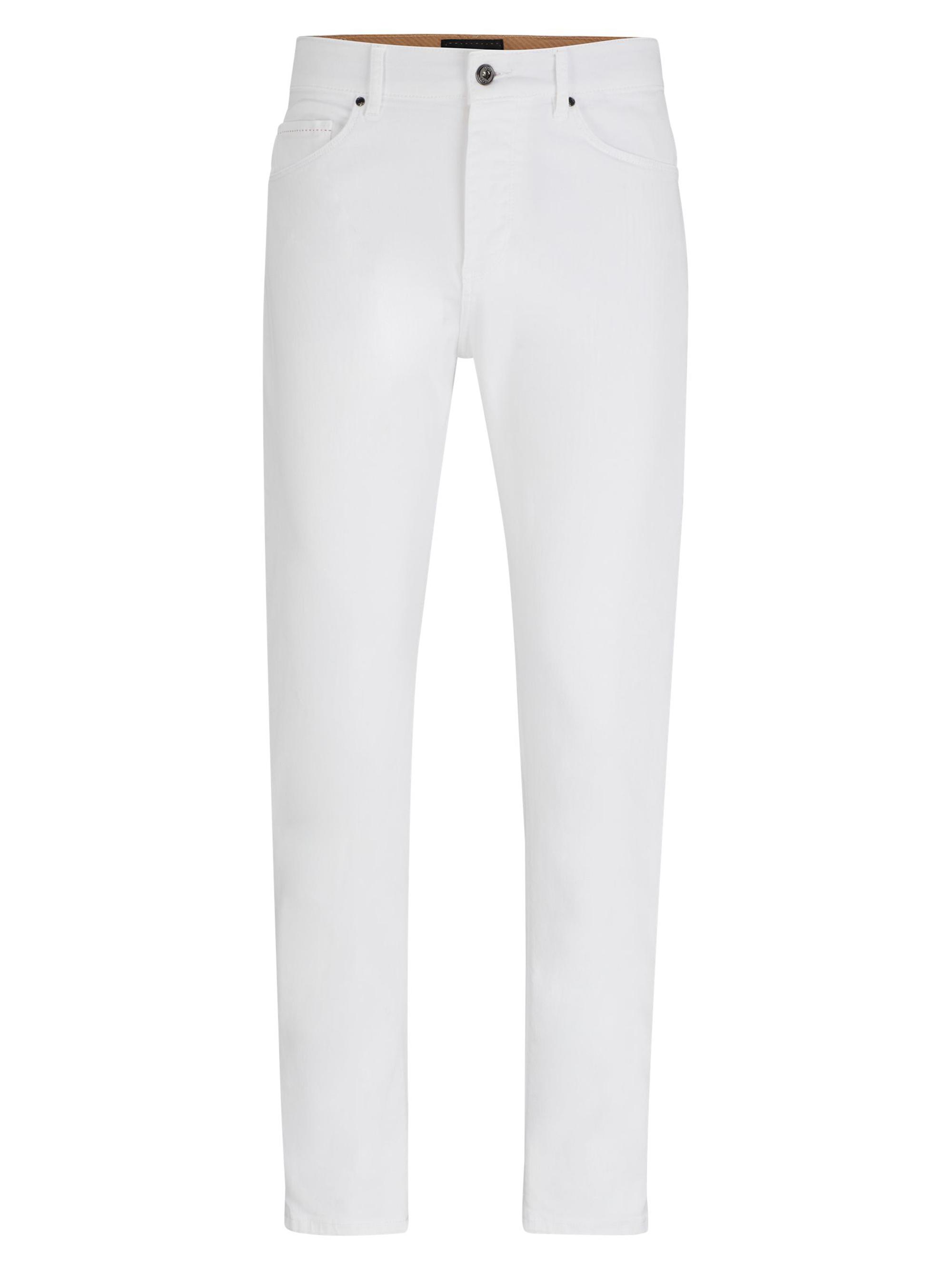 BOSS Men's Tapered Fit Jeans in Italian Stretch Denim - White