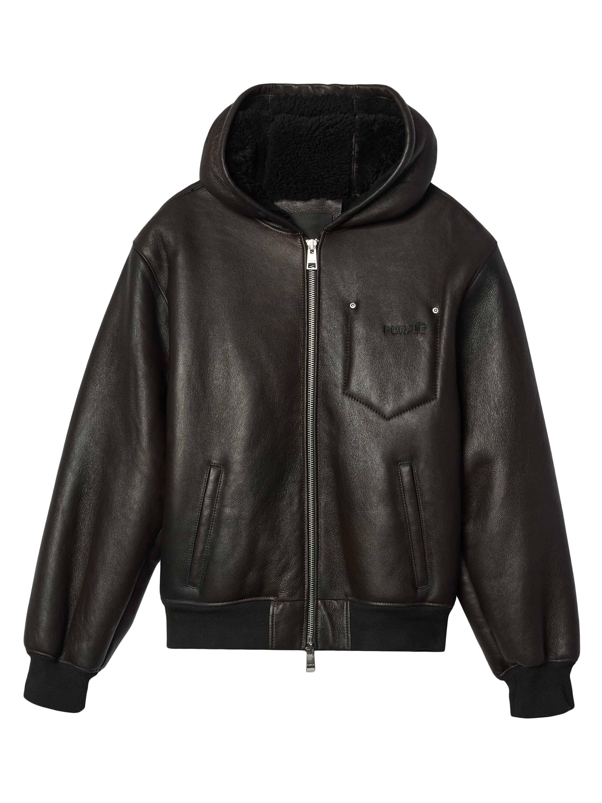 archive leather hoodie y2k v系 ekam lgb Purple Brand Zip Leather Hoodie | Saks Fifth Avenue