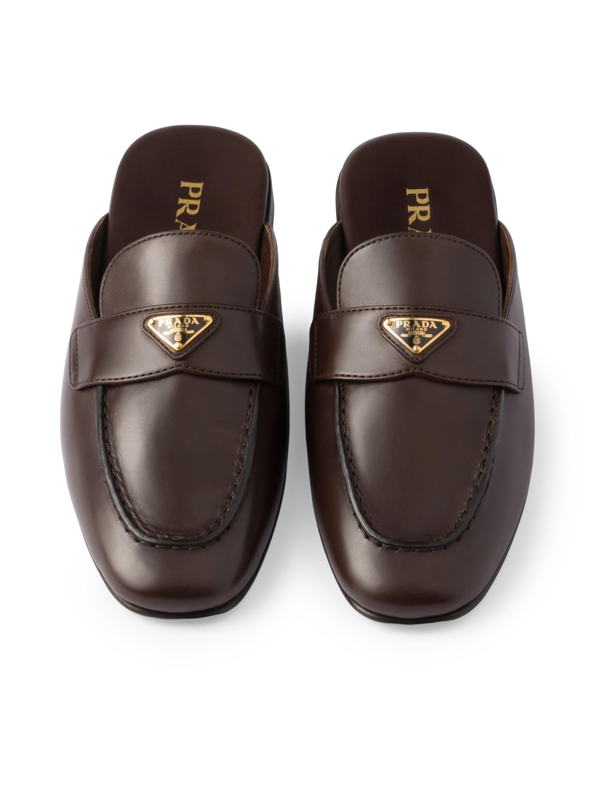 Prada Leather Mules - detail view in Brown