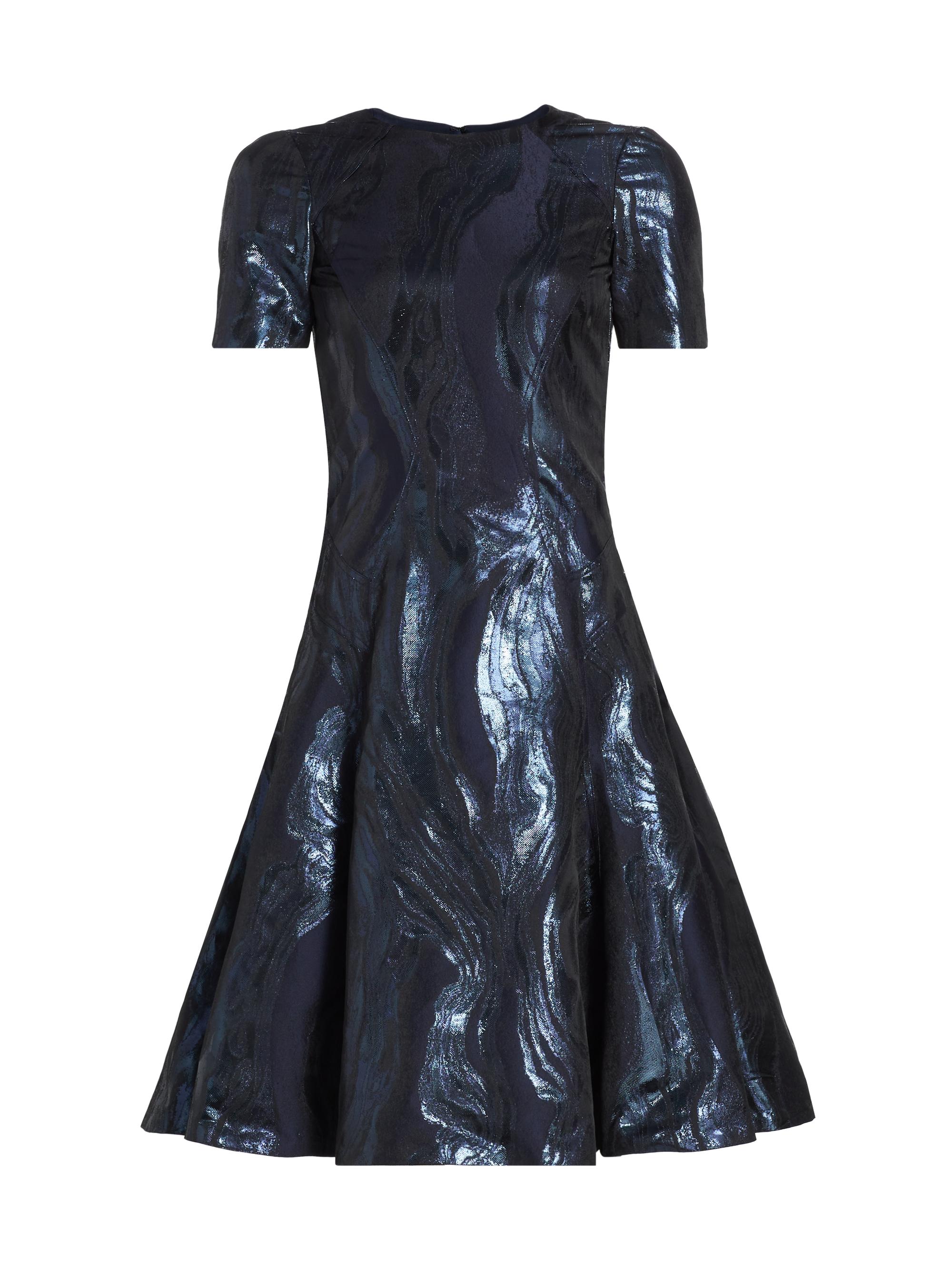 Prabal Gurung Women's Metallic Short-Sleeve Fit-&-Flare Dress - Navy Black