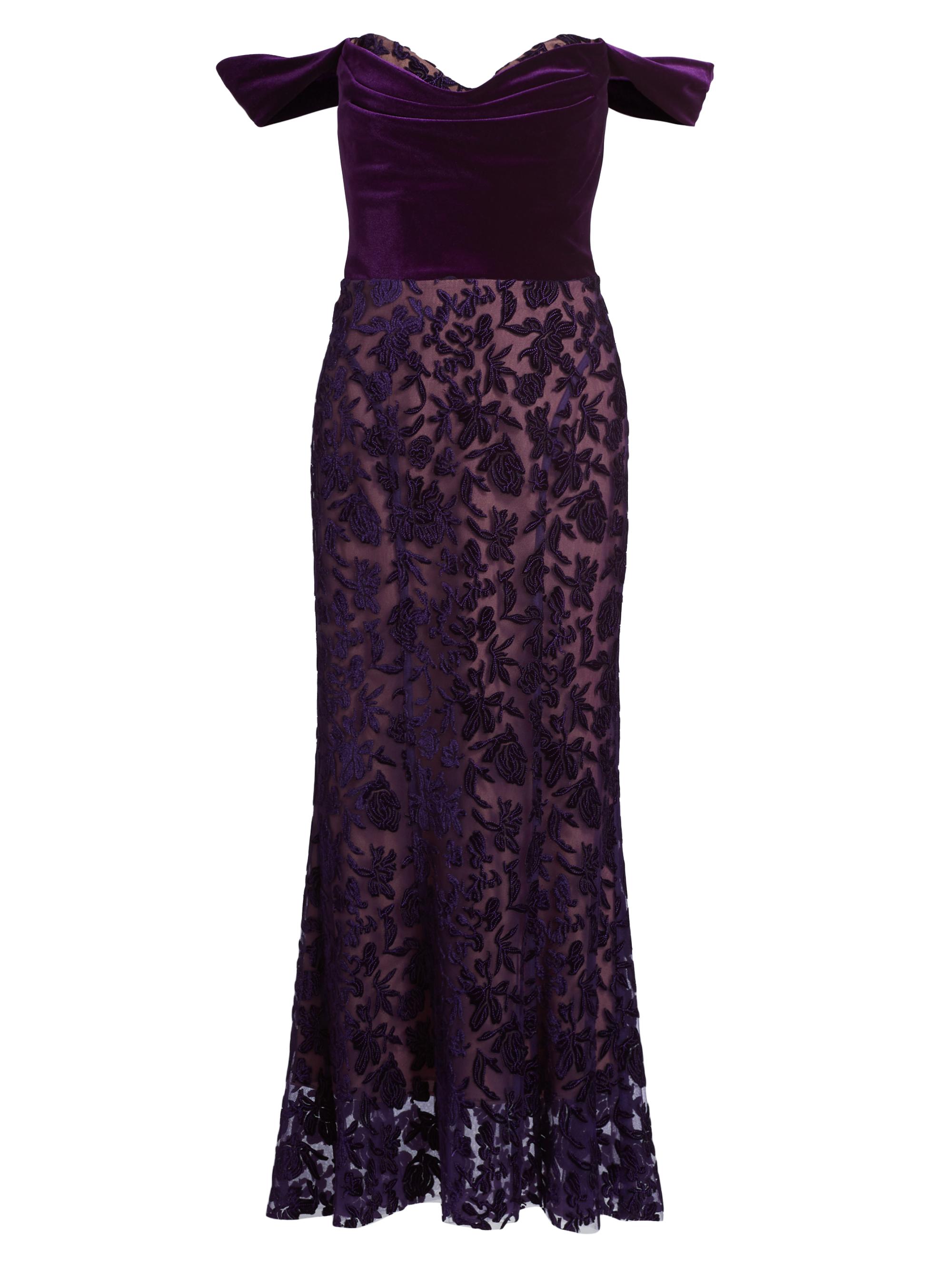 Marchesa Notte Off-the-Shoulder Velvet Lace Cocktail Dress Saks