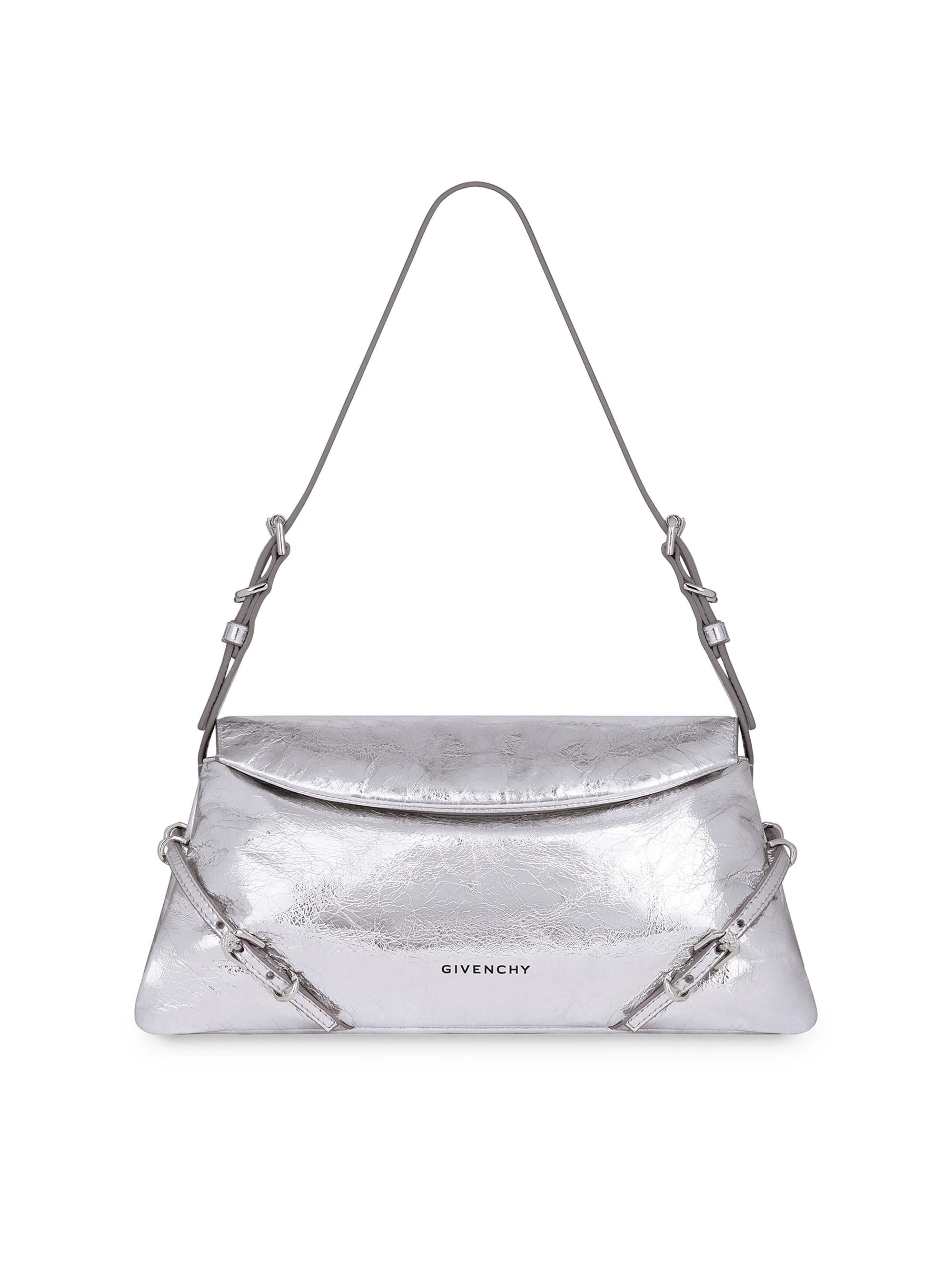 Givenchy Women's Small P'tit Voyou Shoulder Bag in Laminated Leather - Light Silvery