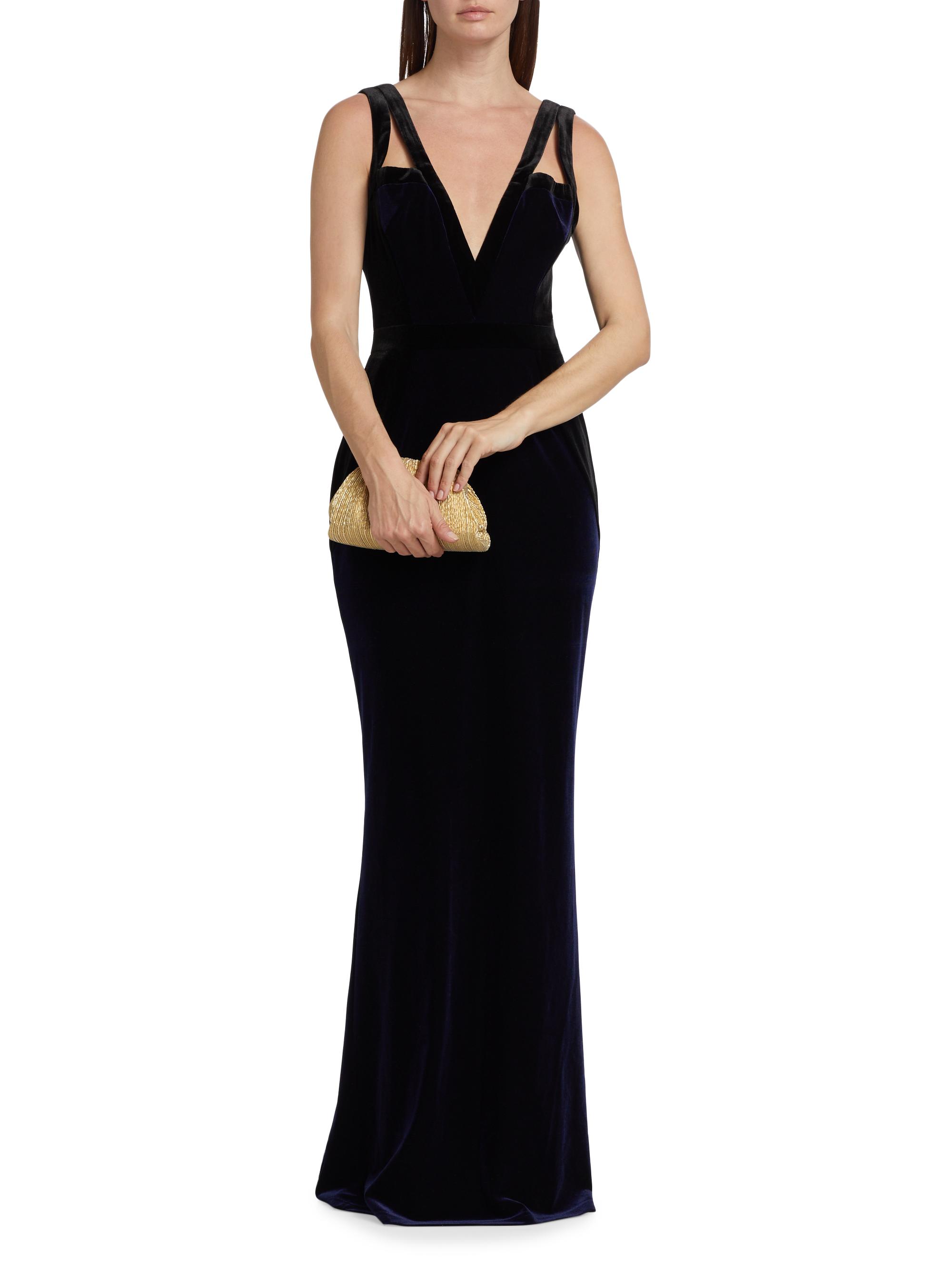 Marchesa Notte Plunging V-Neck Velvet Gown | Saks Fifth Avenue