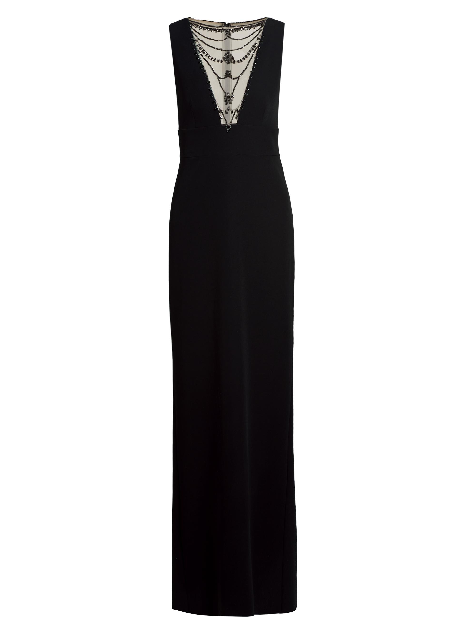 Marchesa Notte Illusion-Neck Crepe Column Gown | Saks Fifth Avenue