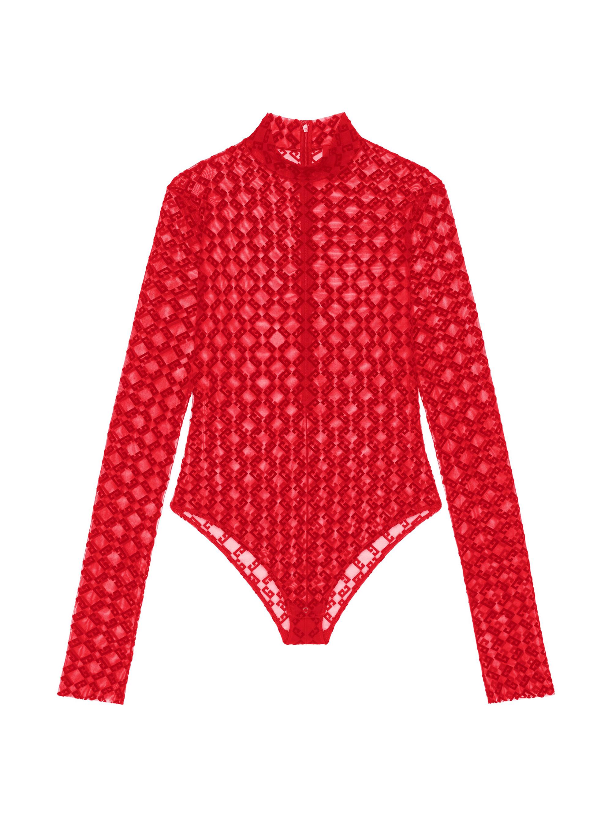 Givenchy Women's Bodysuit in Monogram Tulle - Black