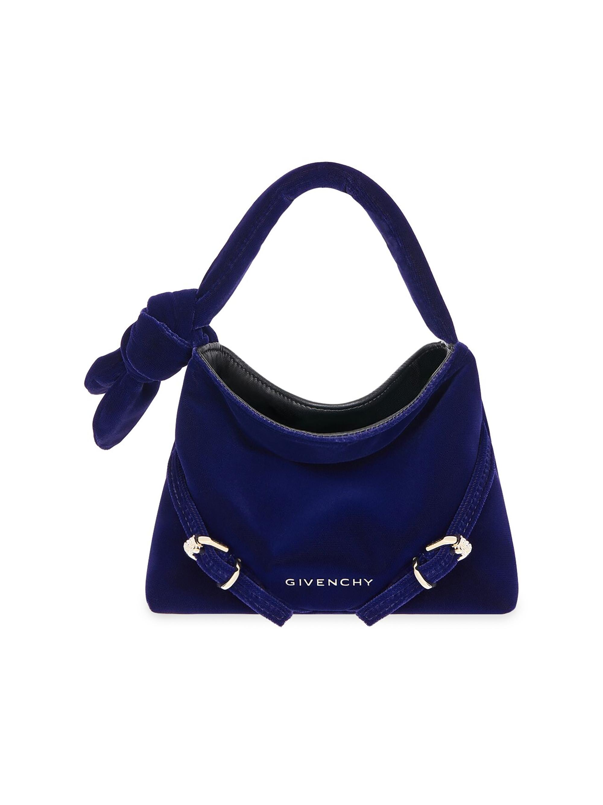 Givenchy Women's Nano Voyou Bag in Velvet with Bow Detail - Dark Navy