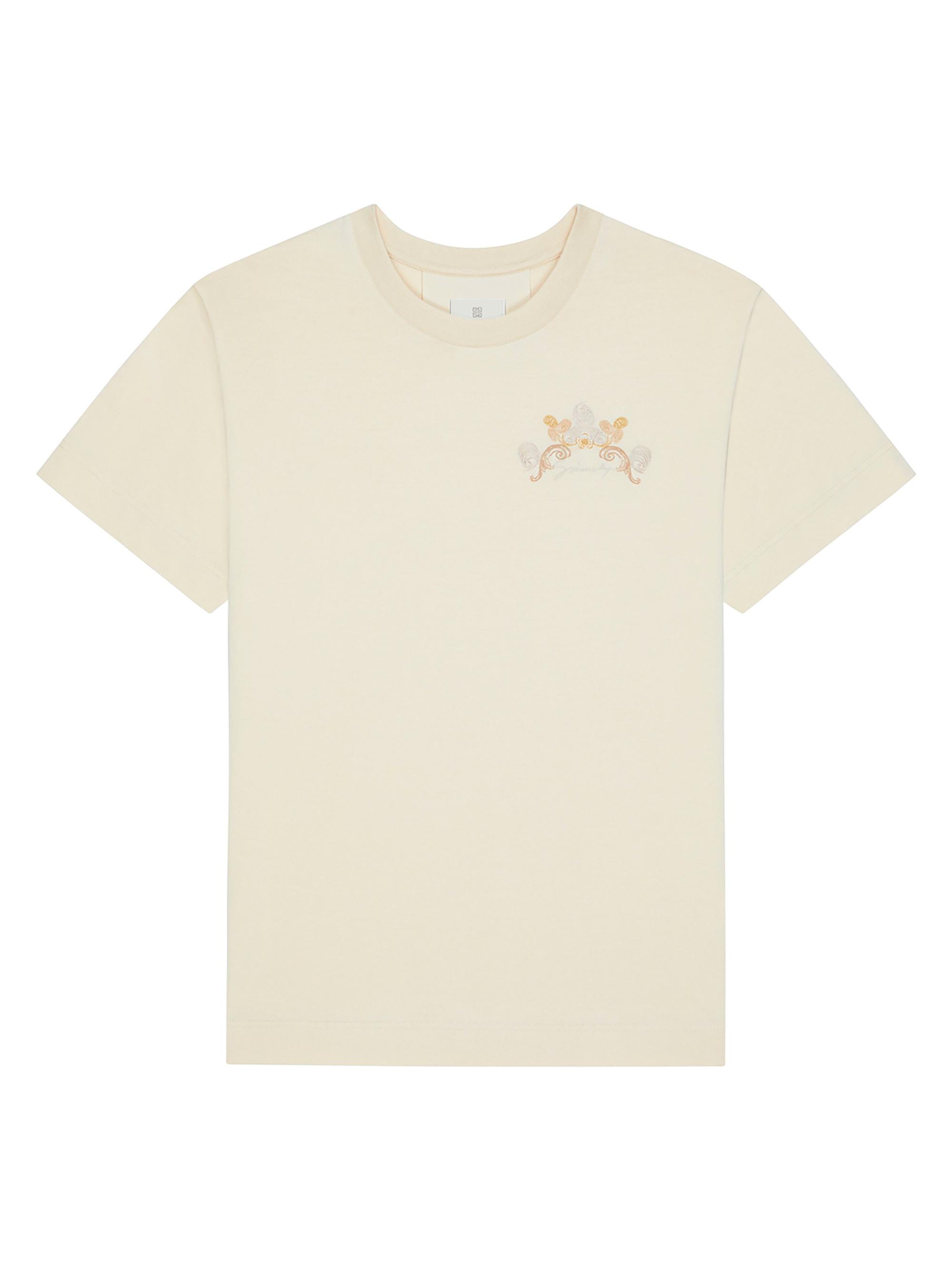 Givenchy Men's Baroque Cotton Embroidery T-Shirt - Clay
