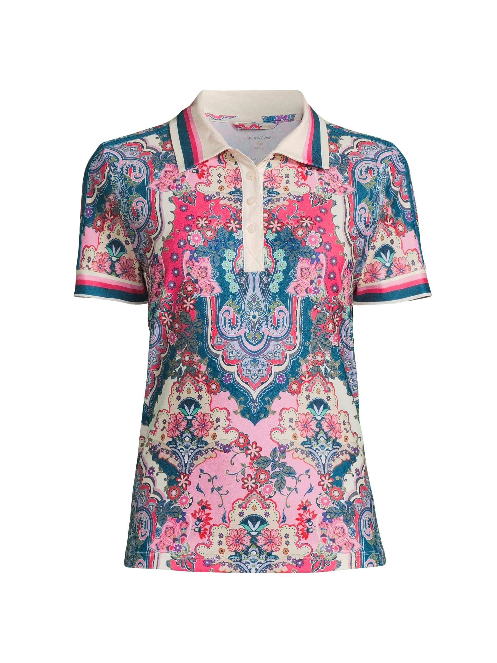 Johnny Was Women's Melody Bee Active Paisley Polo Shirt